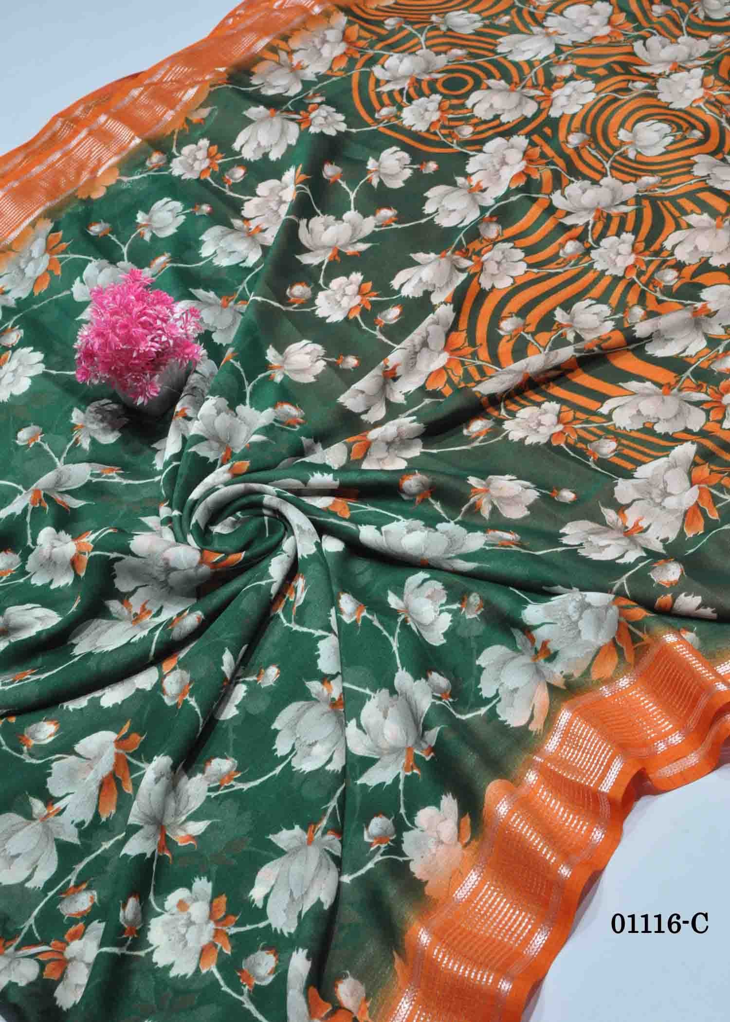 Advika - 01116-C Green Color Excellent Soft Chiffon Saree CM1351312 (LR11E)