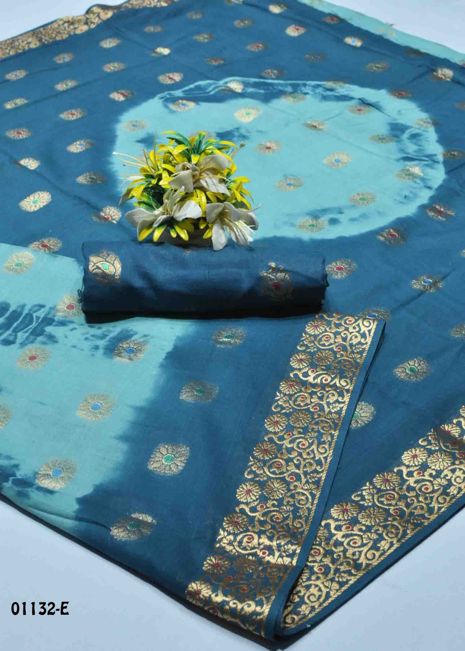 Agalika - 01132-E CelesteGreen Color Pure Cotton Saree CM1355142 (LR3E)