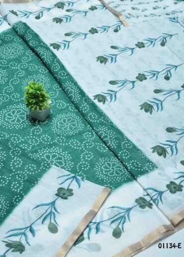 Sulochana - 01134-E  Green Color Linen Cotton Saree CM1354307 (LR6D)