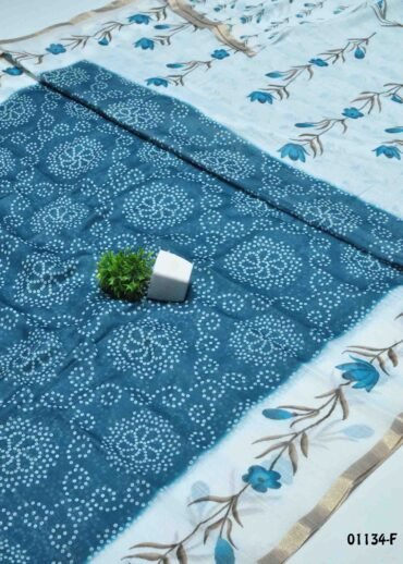 Sulochana - 01134-F  PeacockBlue Color Linen Cotton Saree CM1354307 (LR6D)