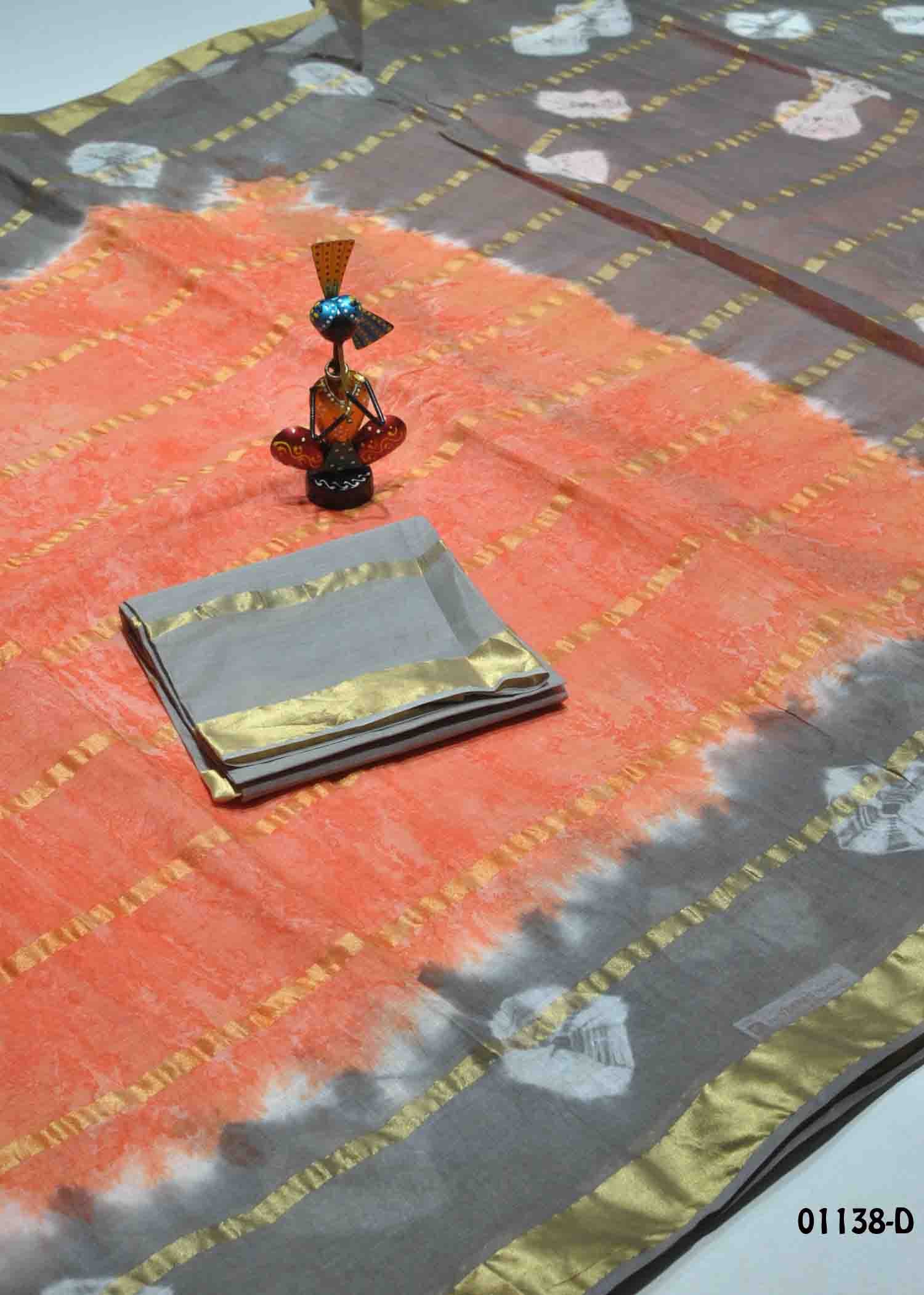 Dhruvini - 01138-D Orange Color Pure Cotton Saree CM1354434 (LR3E)