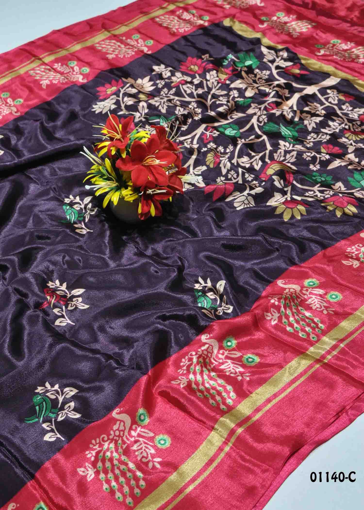 Riya - 01140-C DeepViolet Color Simply Soft Crepe Saree CM1352421 (LR8E)