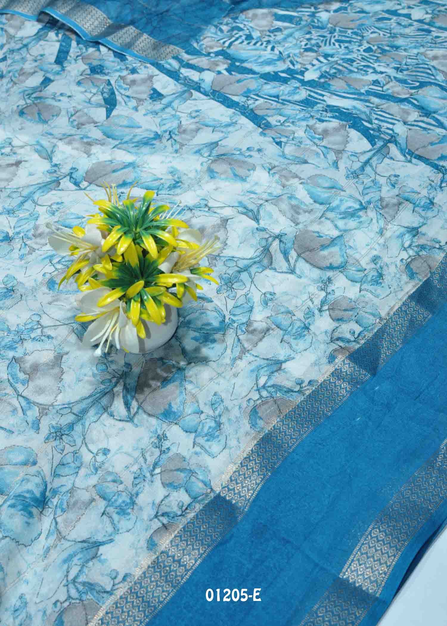 Malarvizhi -01205-E Halfwhite With SkyBlue Color New Arrival Moss Chiffon Saree CM1340957 (RR9C)