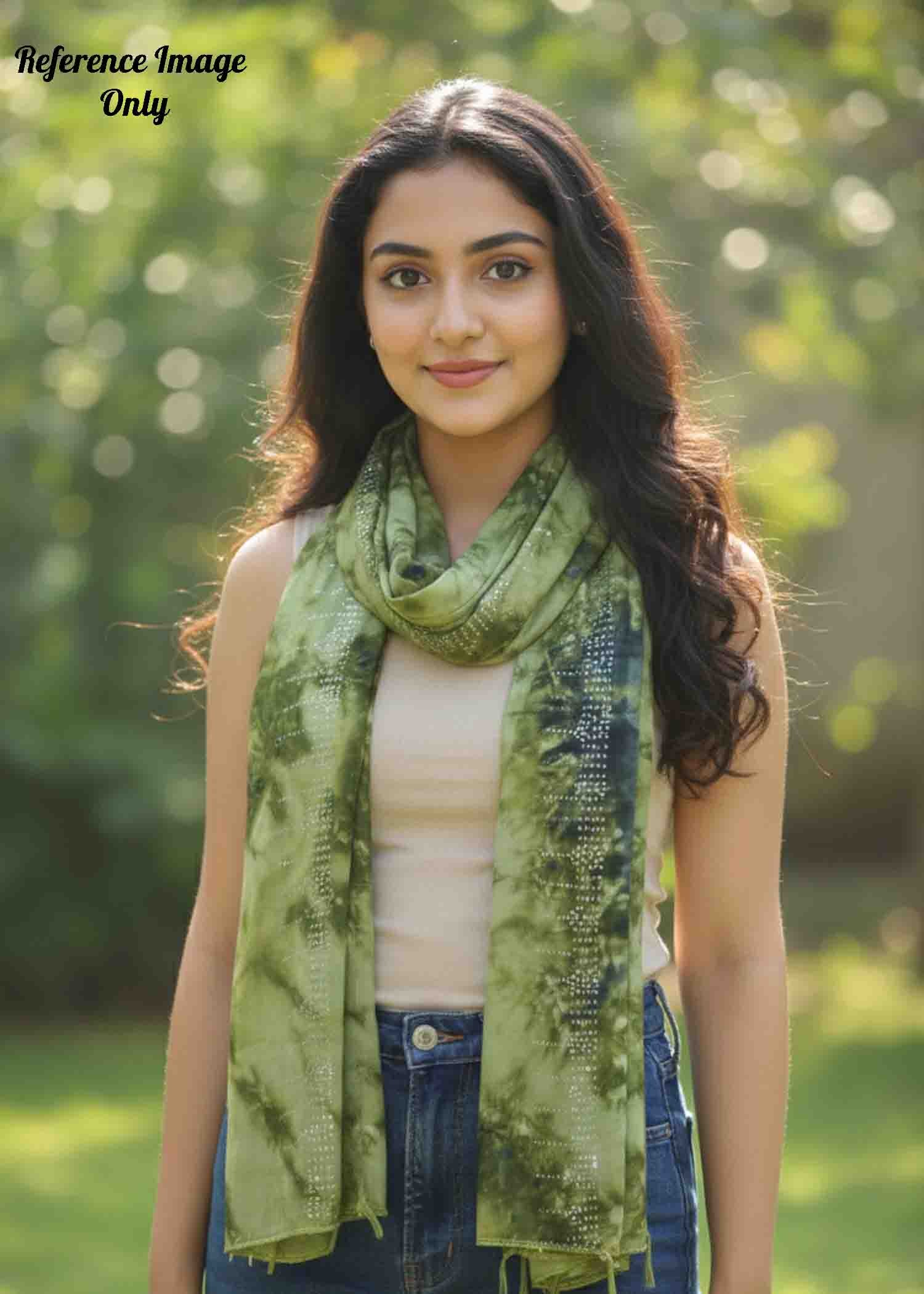 Meeyazh - 01215-B Green Color Rayon Shawl/Stole CM1337443 (RR3C)