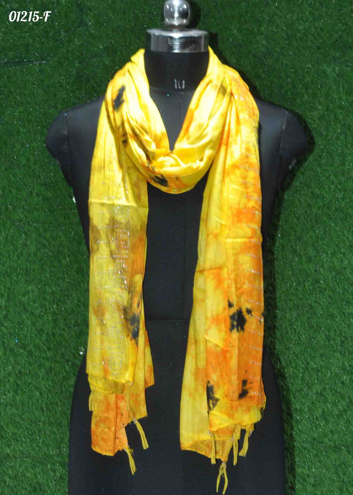Meeyazh - 01215-F Yellow Color Rayon Shawl/Stole CM1337443 (RR3C)