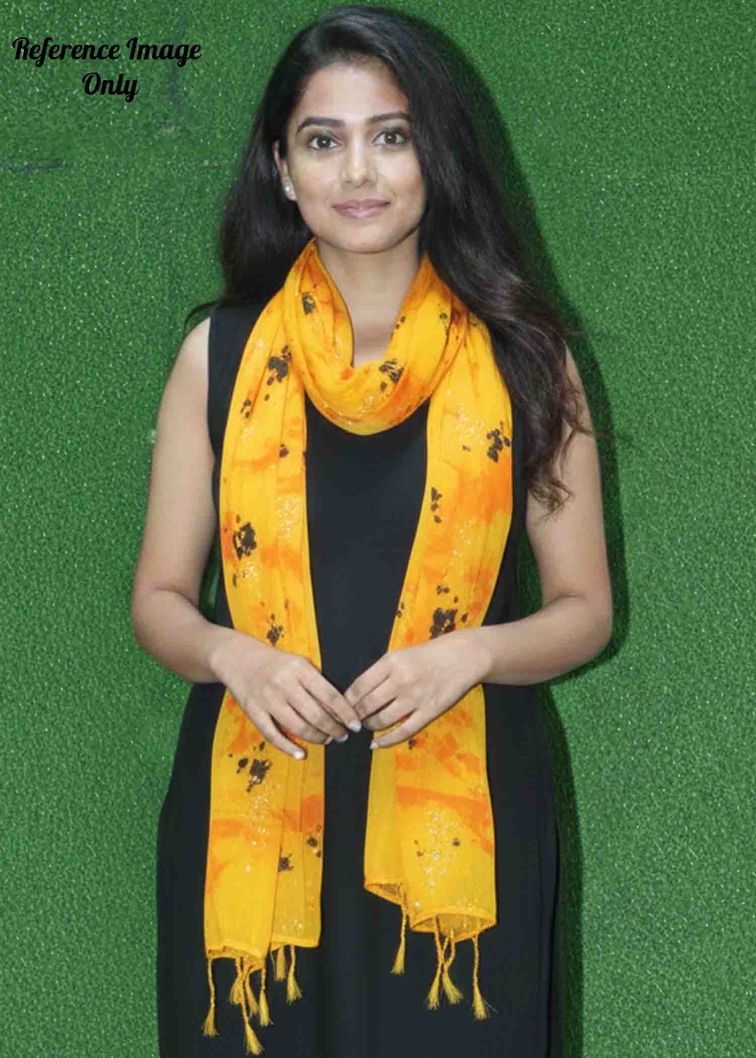 Meeyazh - 01215-F Yellow Color Rayon Shawl/Stole CM1337443 (RR3C)