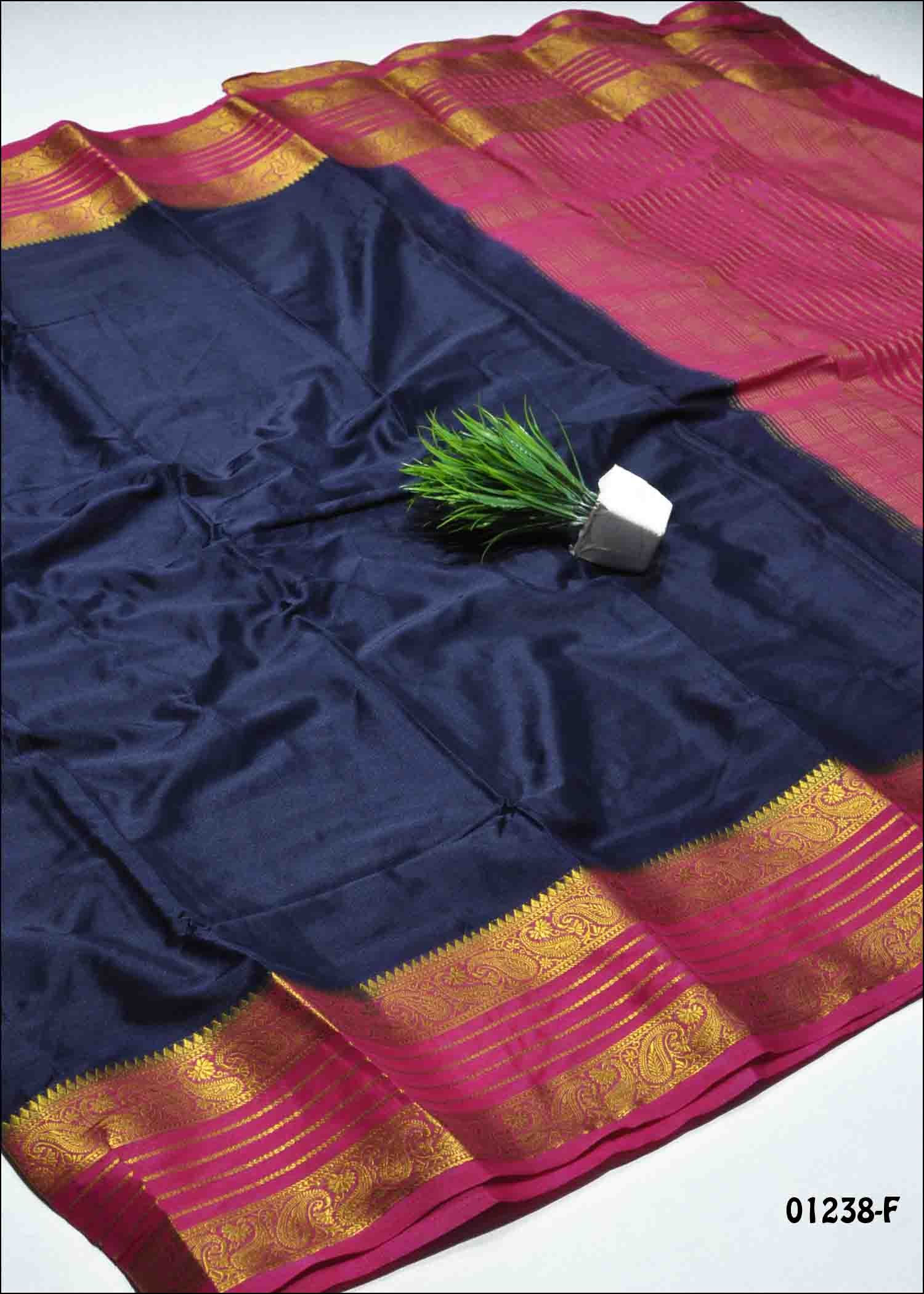 Ezhayalini -01238-F NavyBlue Color Excellent Plain Crepe Silk Saree CM1343198 (RR3C)