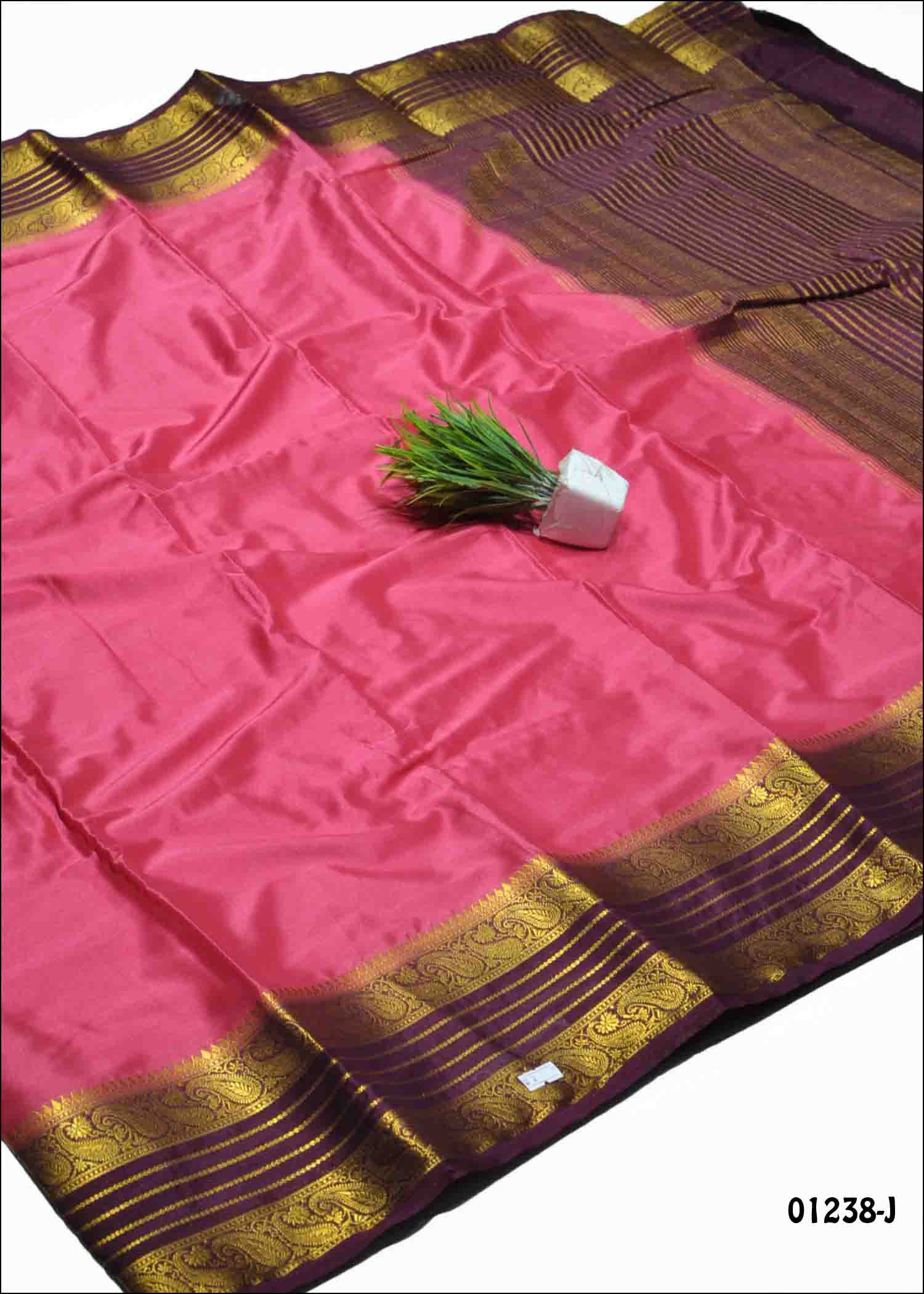 Bhoomika -01238-J CherryPink Color Excellent Plain Crepe Silk Saree CM1343198 (RR3C)