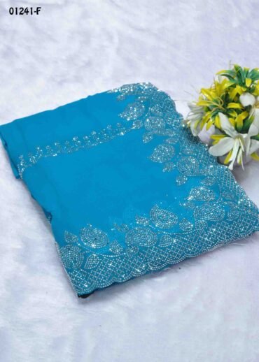 Raveena - 01241-F  SkyBlue Color New Arrival Trending Georgette Saree CM1322769 (RR10C)