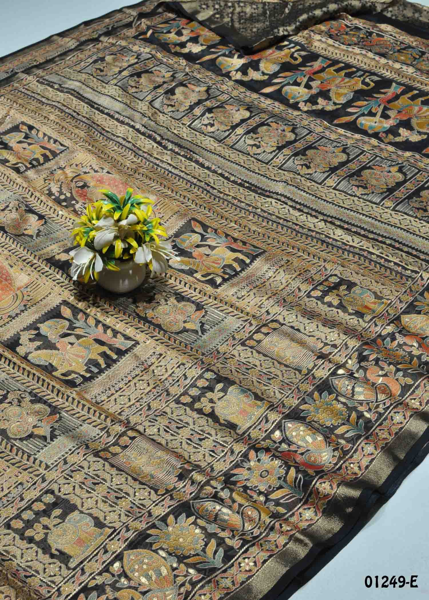 Ivanthika - 01249-E Black Color Excellent Brasso Chiffon Saree CM1326093 (RR9D)