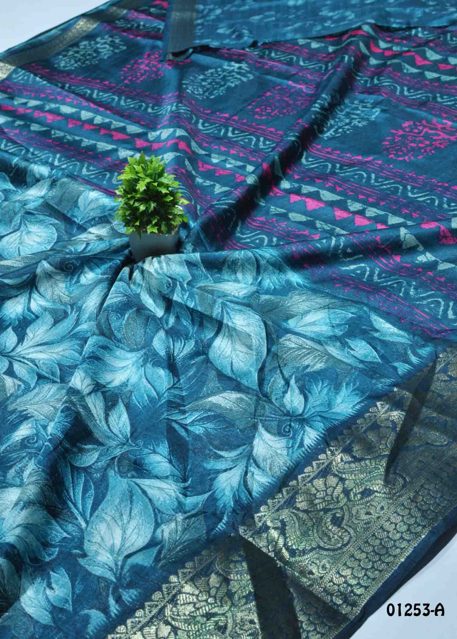 Vikruthya - 01253-A PeacockBlue Color Dola Silk Saree CM1344621 (RR6D)