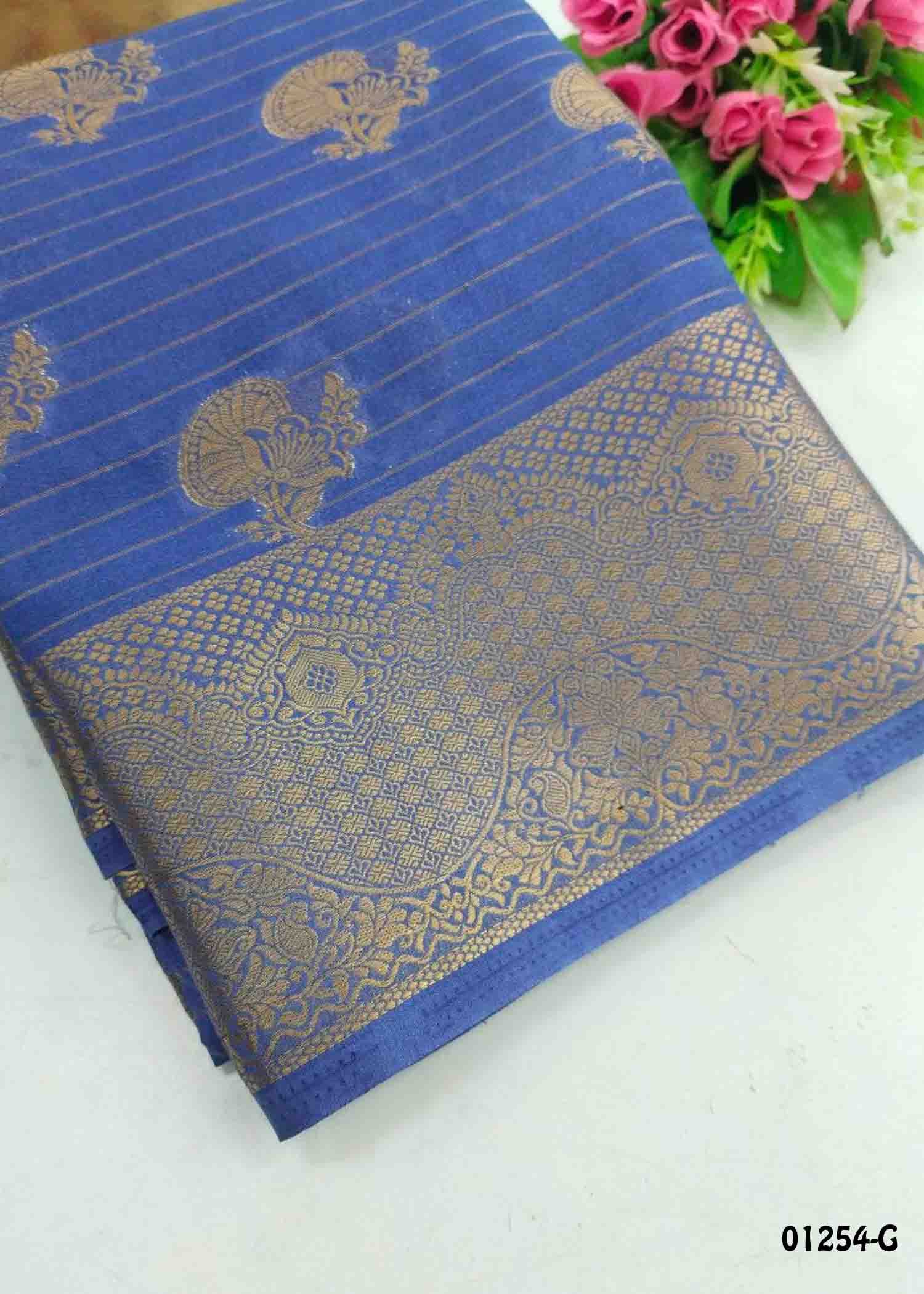 Anamika -01254-G Blue Color Excellent Traditional Crepe Silk Saree CM1329020 (RR2D)