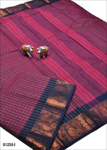 Agithina -01255-I  Purple Color Traditional Checked Chettinad Cotton Saree CM1349028 (RR2D)