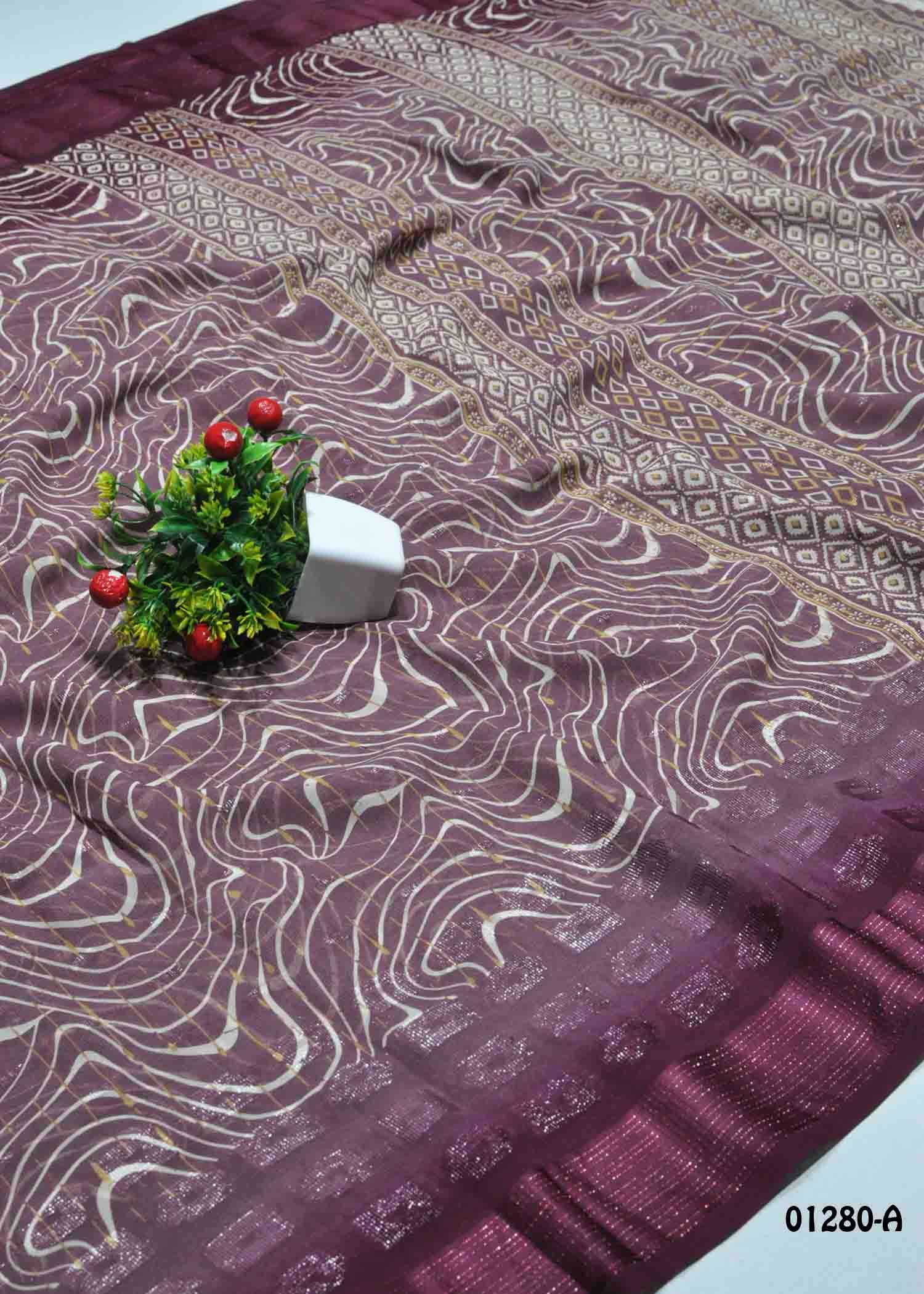 Lathika - 01280-A HeatherPurple Color Excellent Trendy Soft Georgette Saree CM1349207 (LR11D)