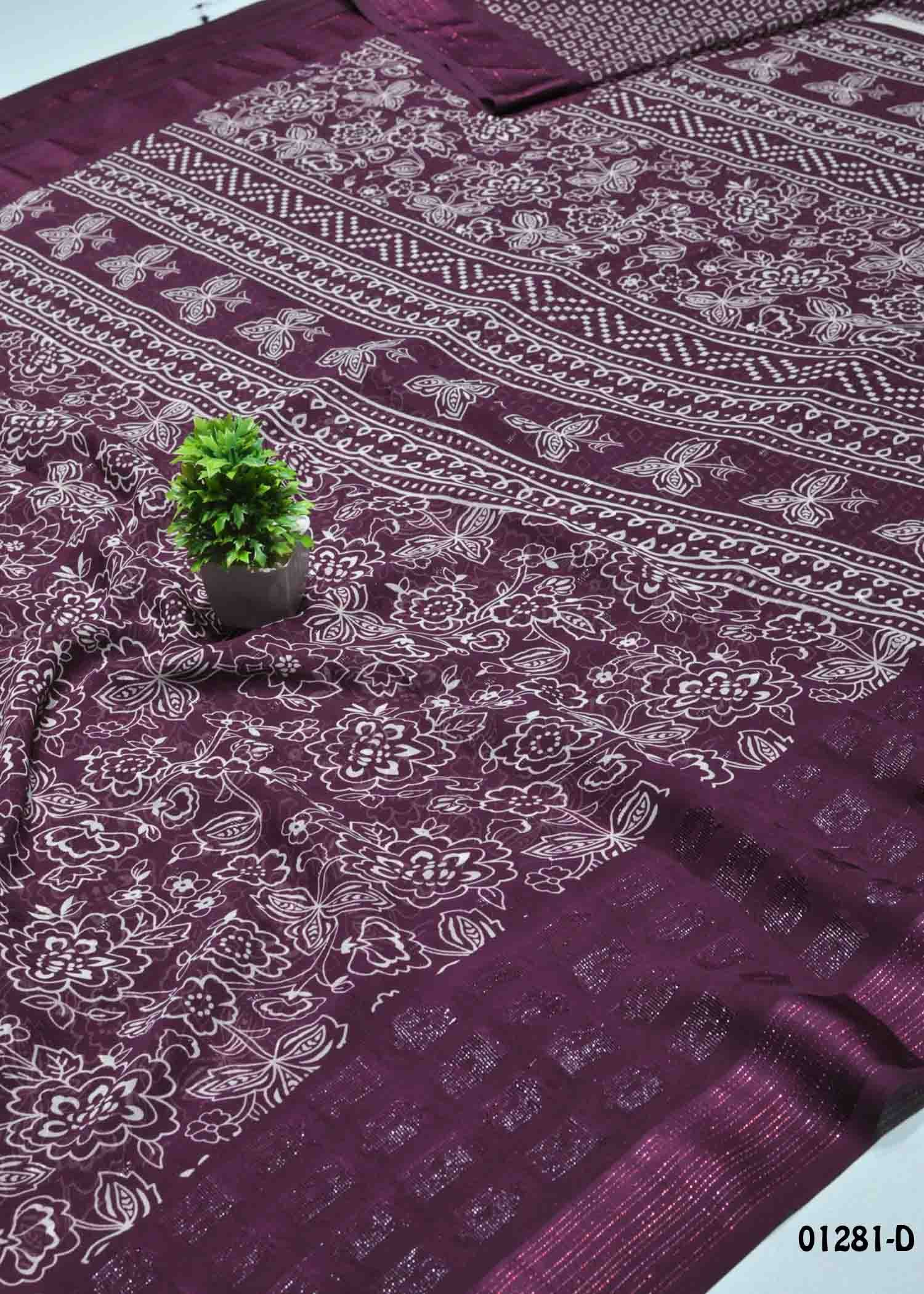 Karkuzhali - 01281-D Purple Color Excellent Trendy Soft Georgette Saree CM1349207 (LR11D)