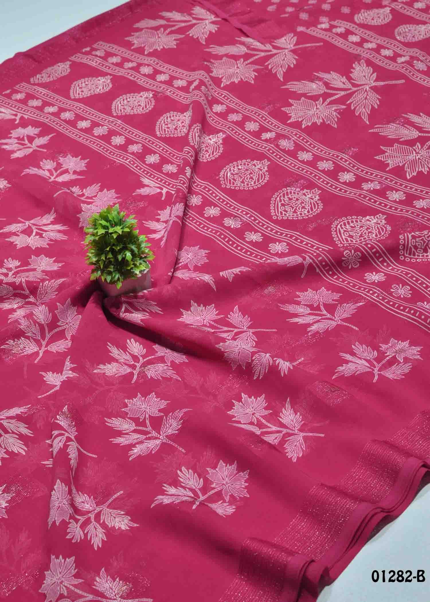 Nilani - 01282-B Pink Color Excellent Trendy Soft Georgette Saree CM1349207 (LR11D)