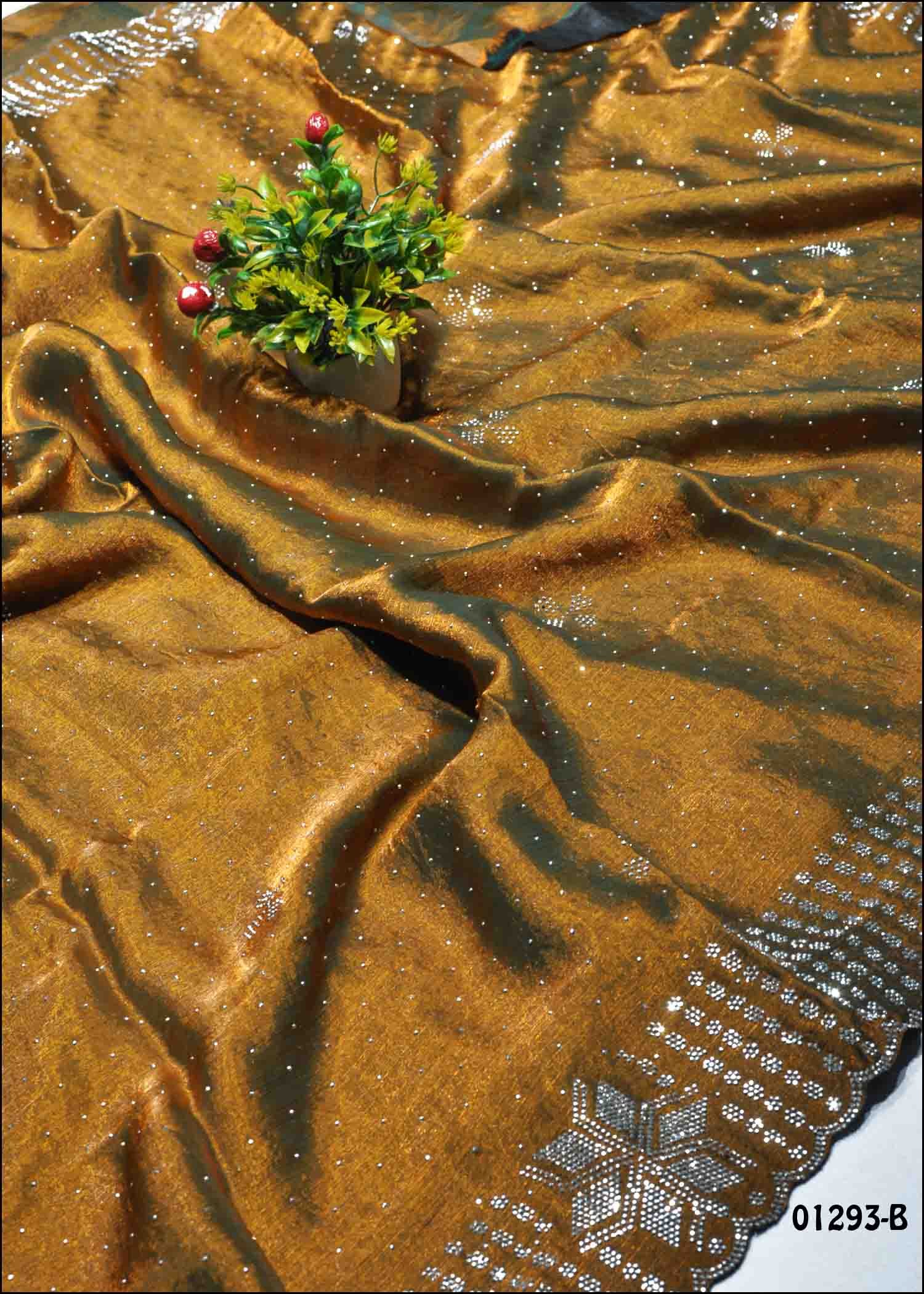 Niraimathy - 01293-B MehandiGreen Color Excellent Trendy Space Silk Saree CM1322717 (LR10D)