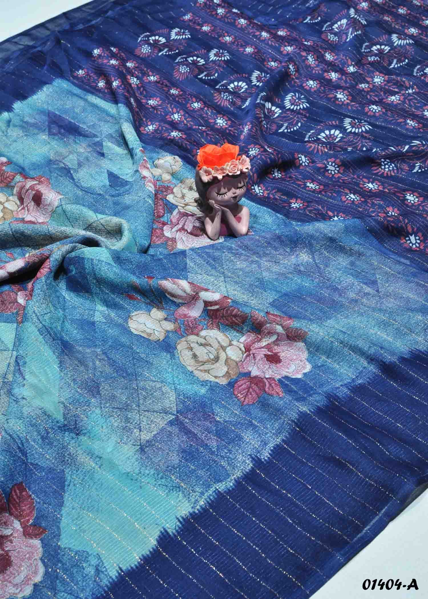 Cennet - 01404-A Blue Color Synthetic Saree CM1323676 (RR9C)