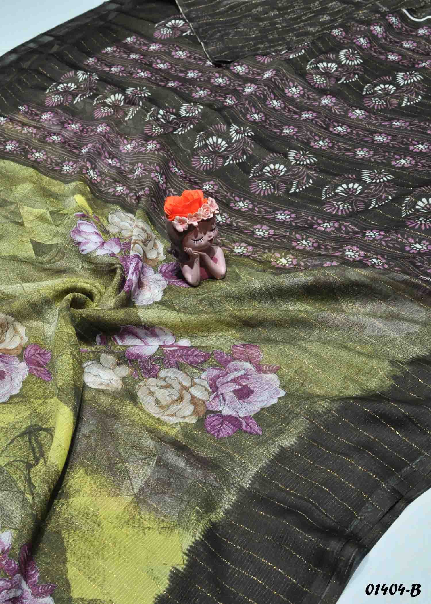 Cennet - 01404-B Green Color Synthetic Saree CM1323676 (RR9C)