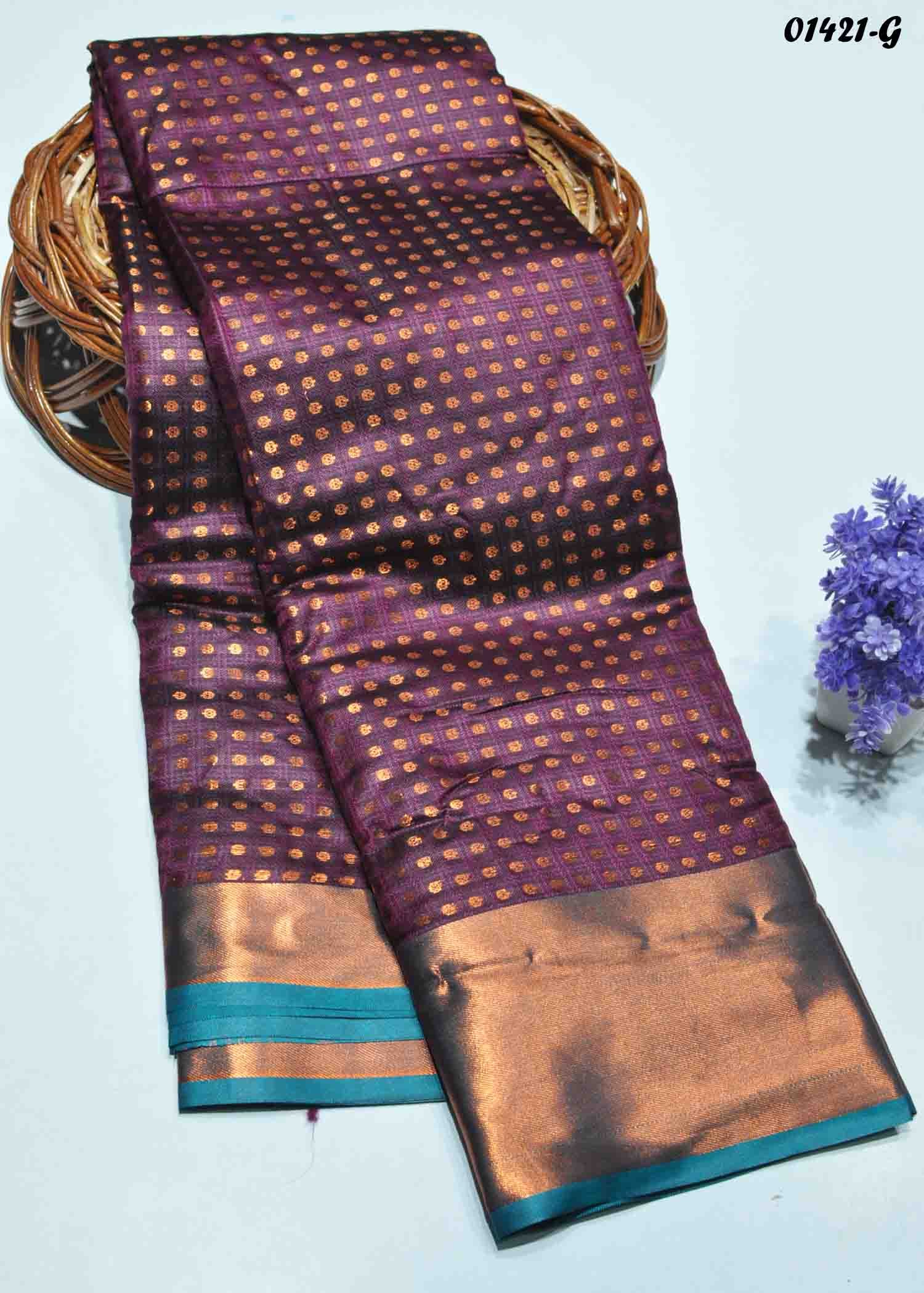 Yuvanthika - 01421-G DeepPurple Color Fancy Semi-Banaras Saree CM1326068 (RR2C)