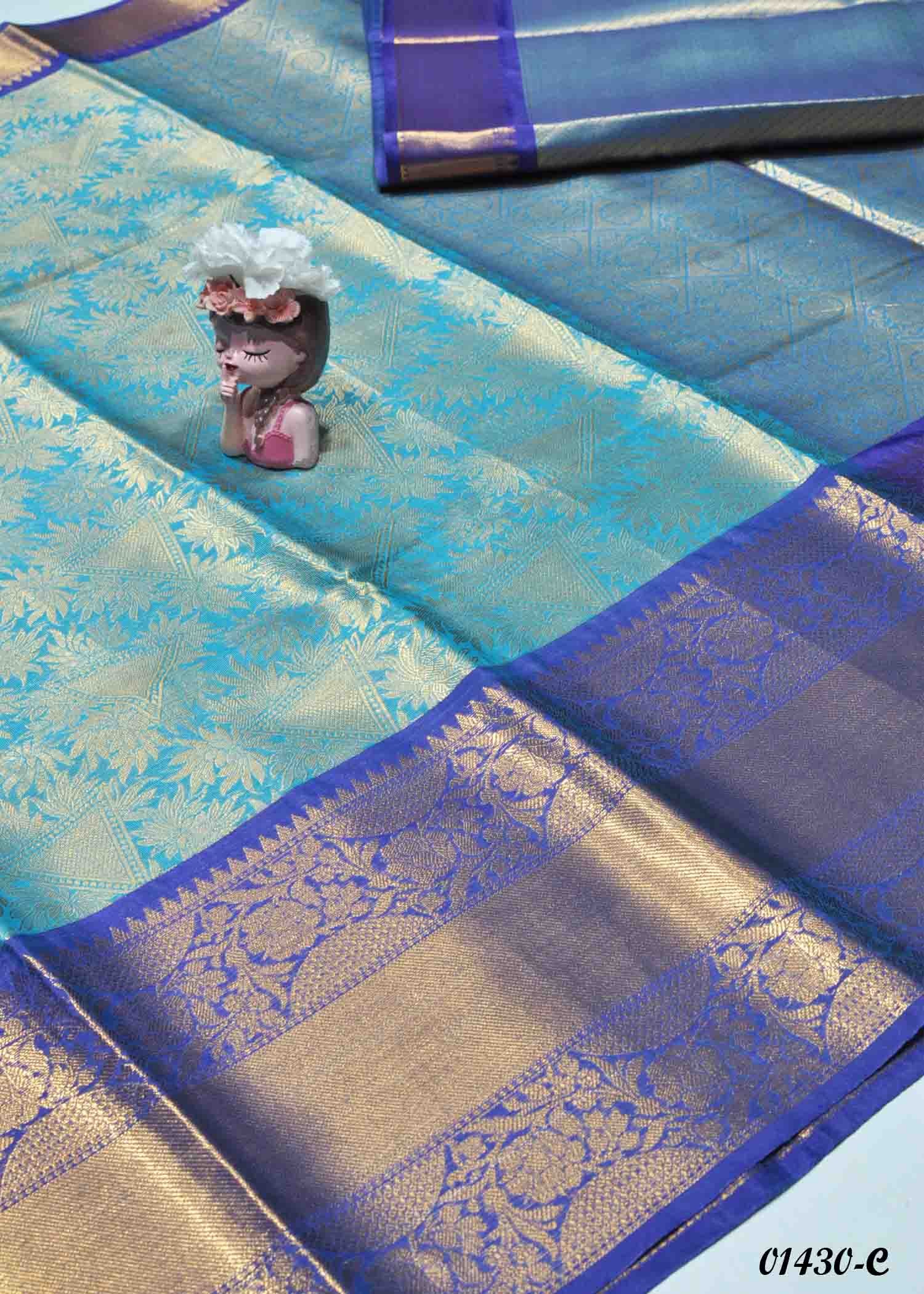 Pritika - 01430-C SkyBlue Color New Arrival Cora Silk Sarees CM1339706 (RR2D)