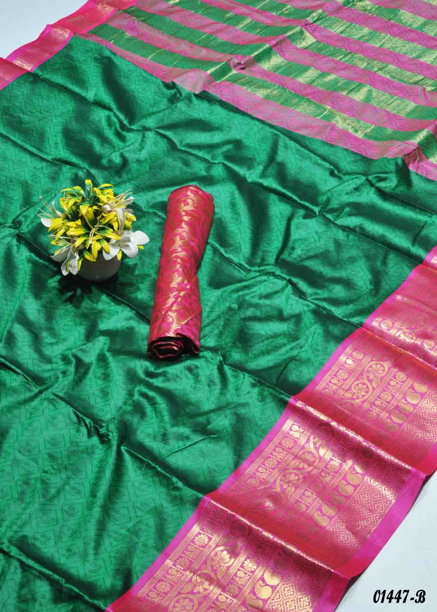 Nithya - 01447-B PineGreen Color Aura Silk Saree CM1338820 (LR2D)