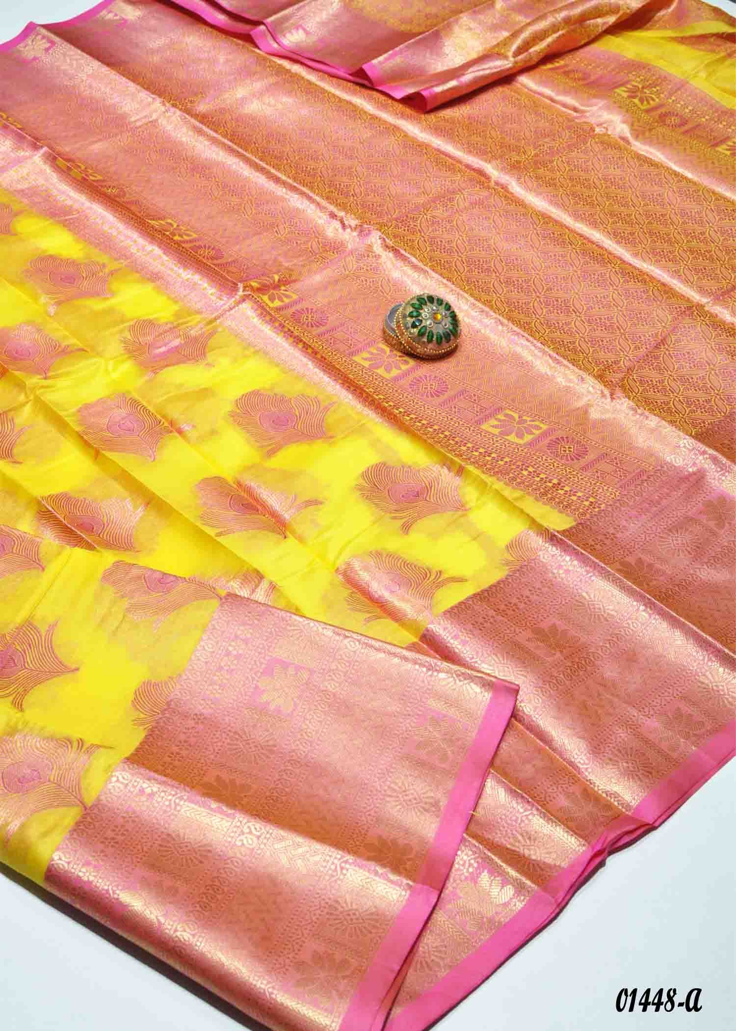 Santhana - 01448-A Yellow Color Semi Banaras Sarees CM1338825 (LR2D)