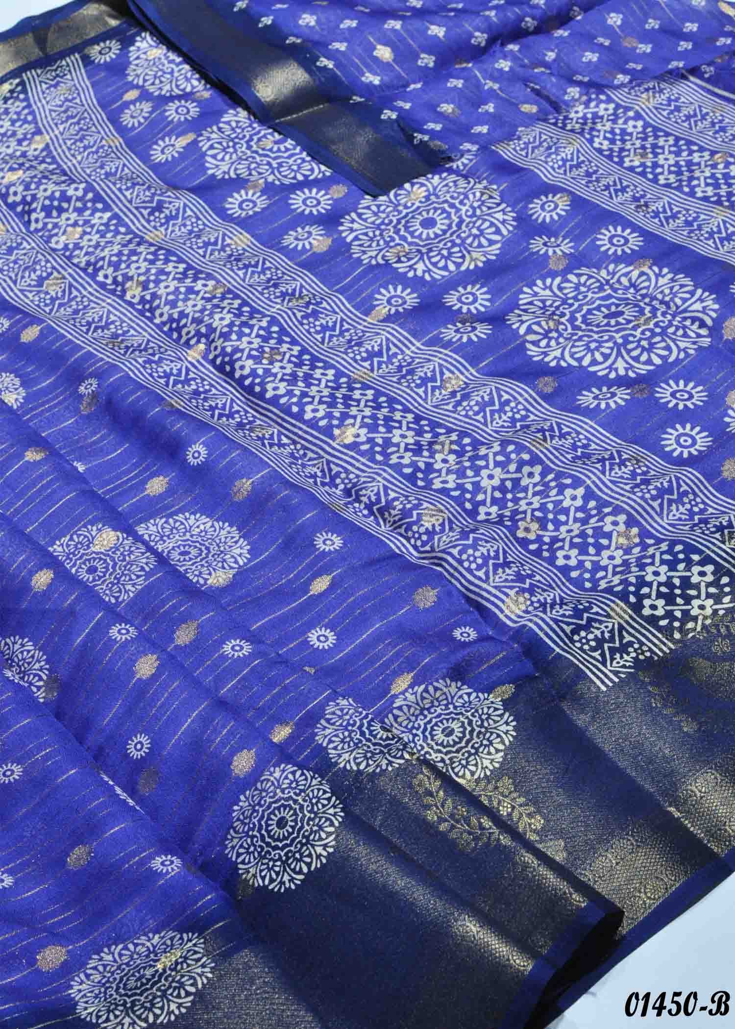Savi - 01450-B Blue Color Fancy Moss Chiffon Saree CM1350851 (LR9D)