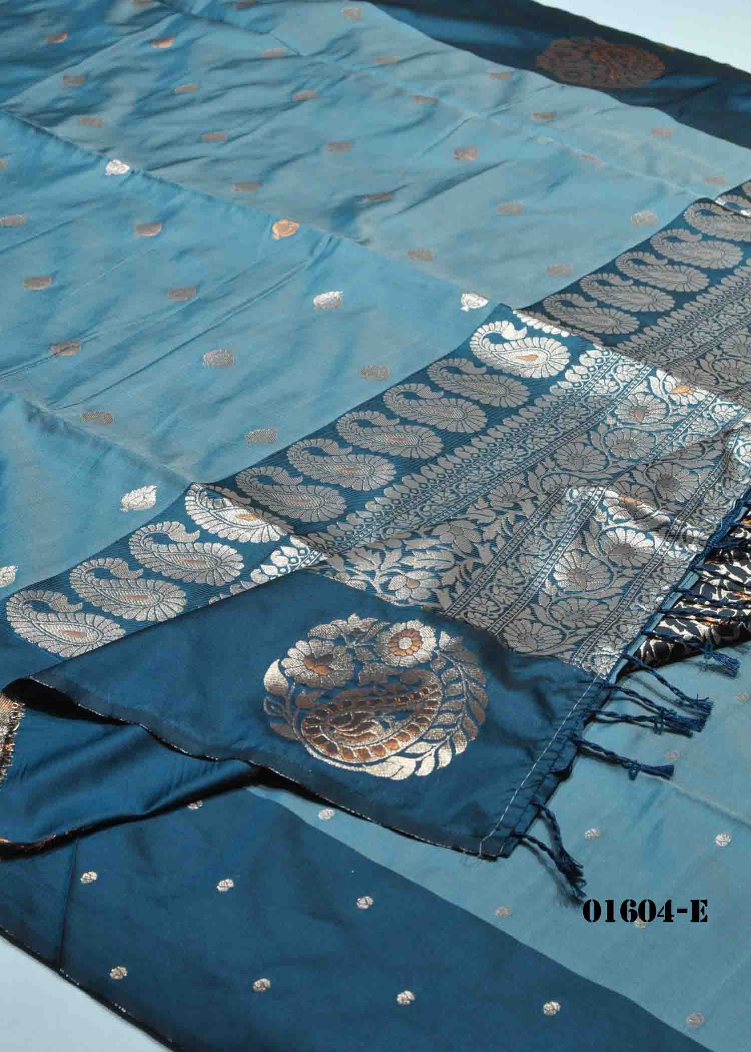 Trisha -01604-E Turkish Blue Color Fancy Semi-Soft Silk Saree CM1339716 (LR1D)