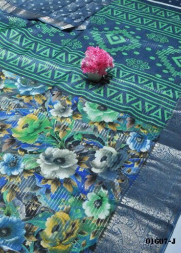 Neetu - 01607-I  Azure Blue Color Fancy Cotton Saree CM1340963 (RR6D)