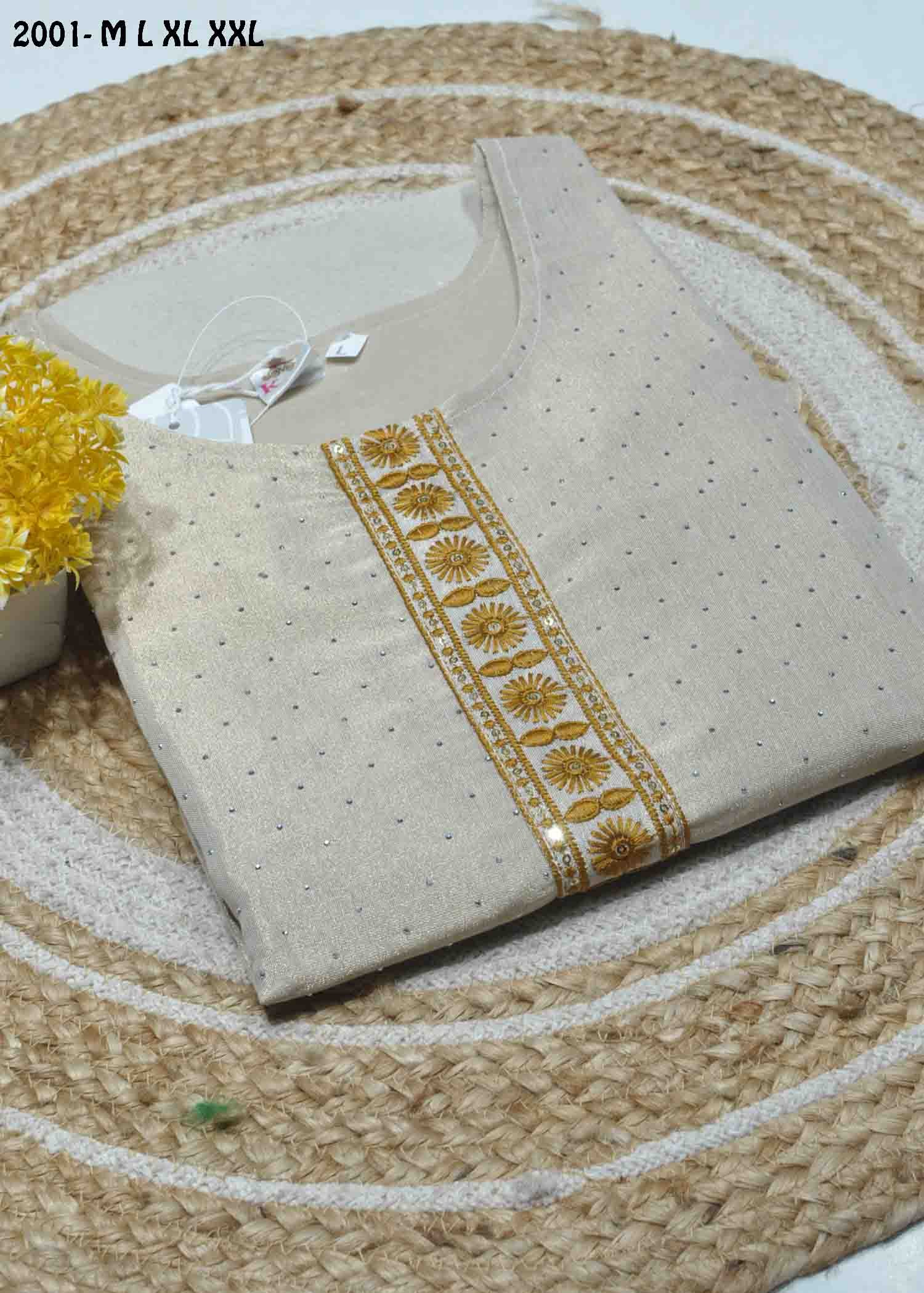 Preetha-2001 Tan Color Readymade Excellent Tissue Kurti CM1339037 (RR2B)