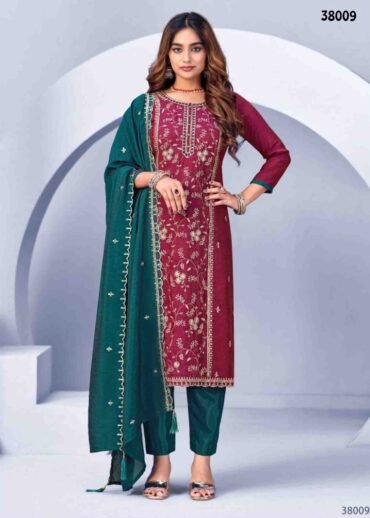 Vishnu Suroor - 38009  Maroon Color Traditional Look N.C. Vichitra Silk Salwar Material CM1345155