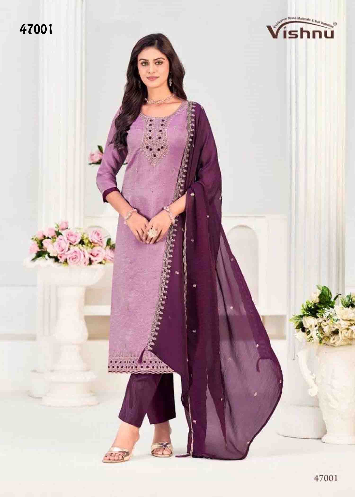 VishnuAayat -47001 Heather Purple Color NC Moss Designer Salwar Material CM1345156