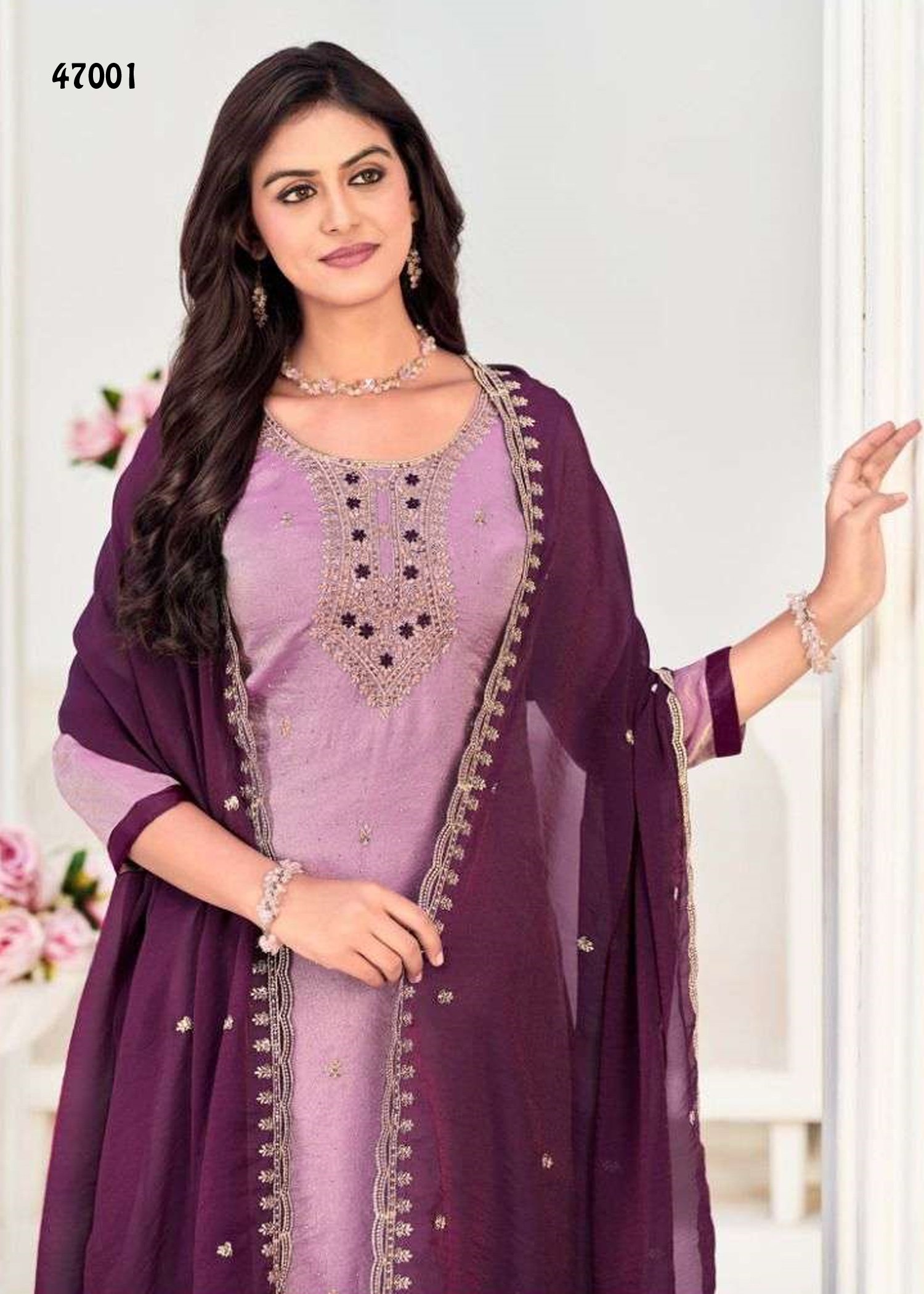 VishnuAayat -47001 Heather Purple Color NC Moss Designer Salwar Material CM1345156