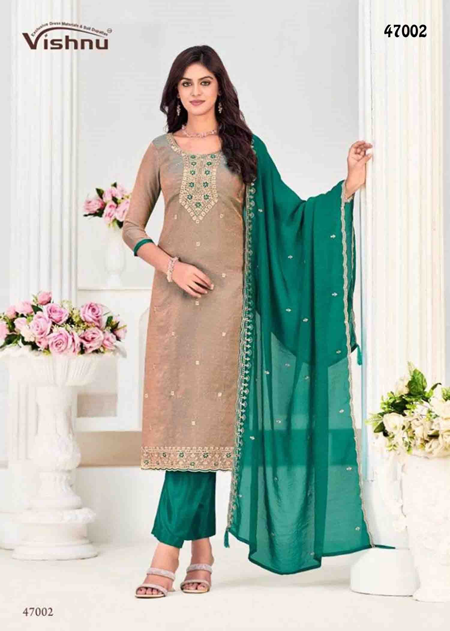 VishnuAayat -47002 Stone grey Color NC Moss Designer Salwar Material CM1345156