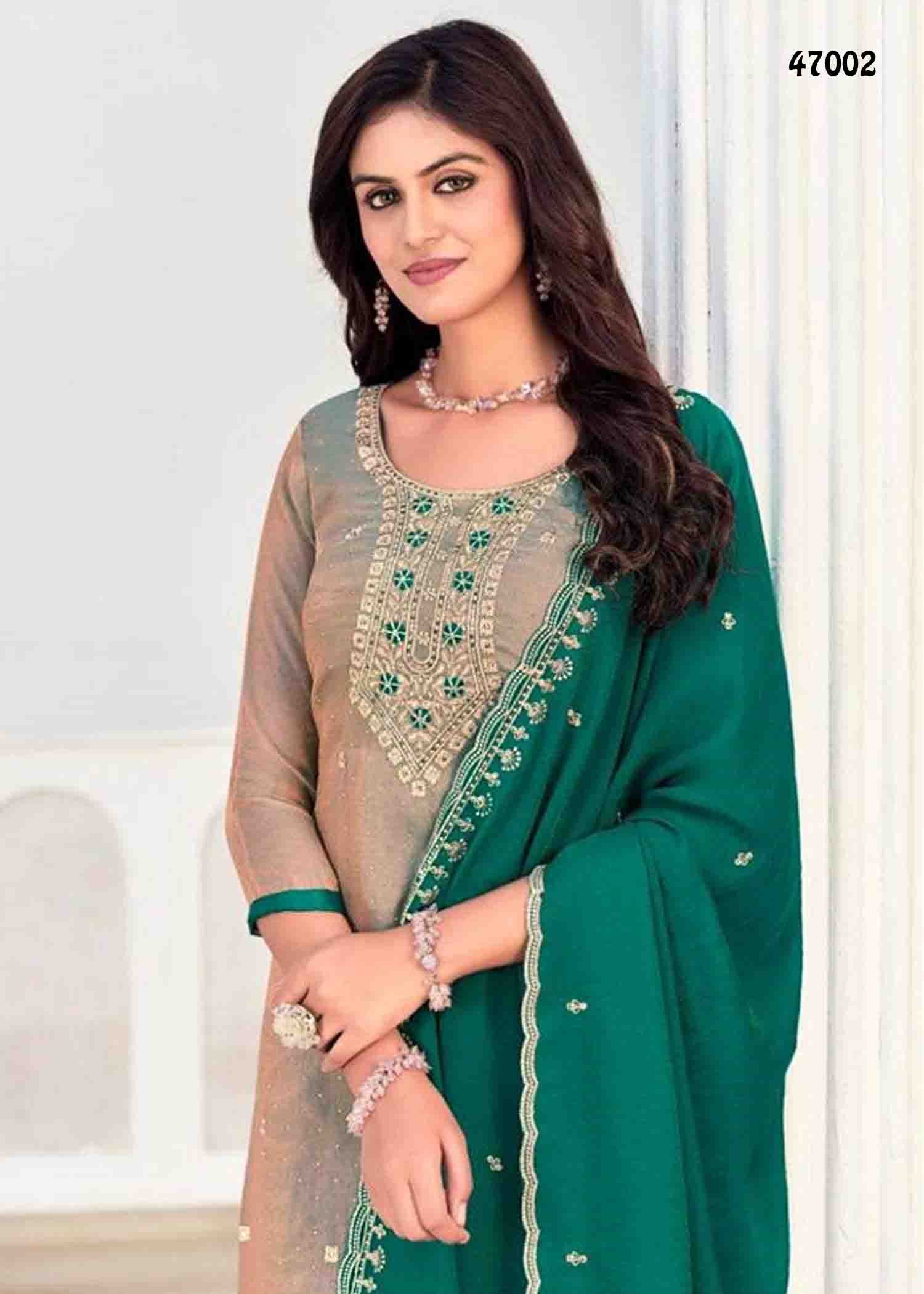 VishnuAayat -47002 Stone grey Color NC Moss Designer Salwar Material CM1345156