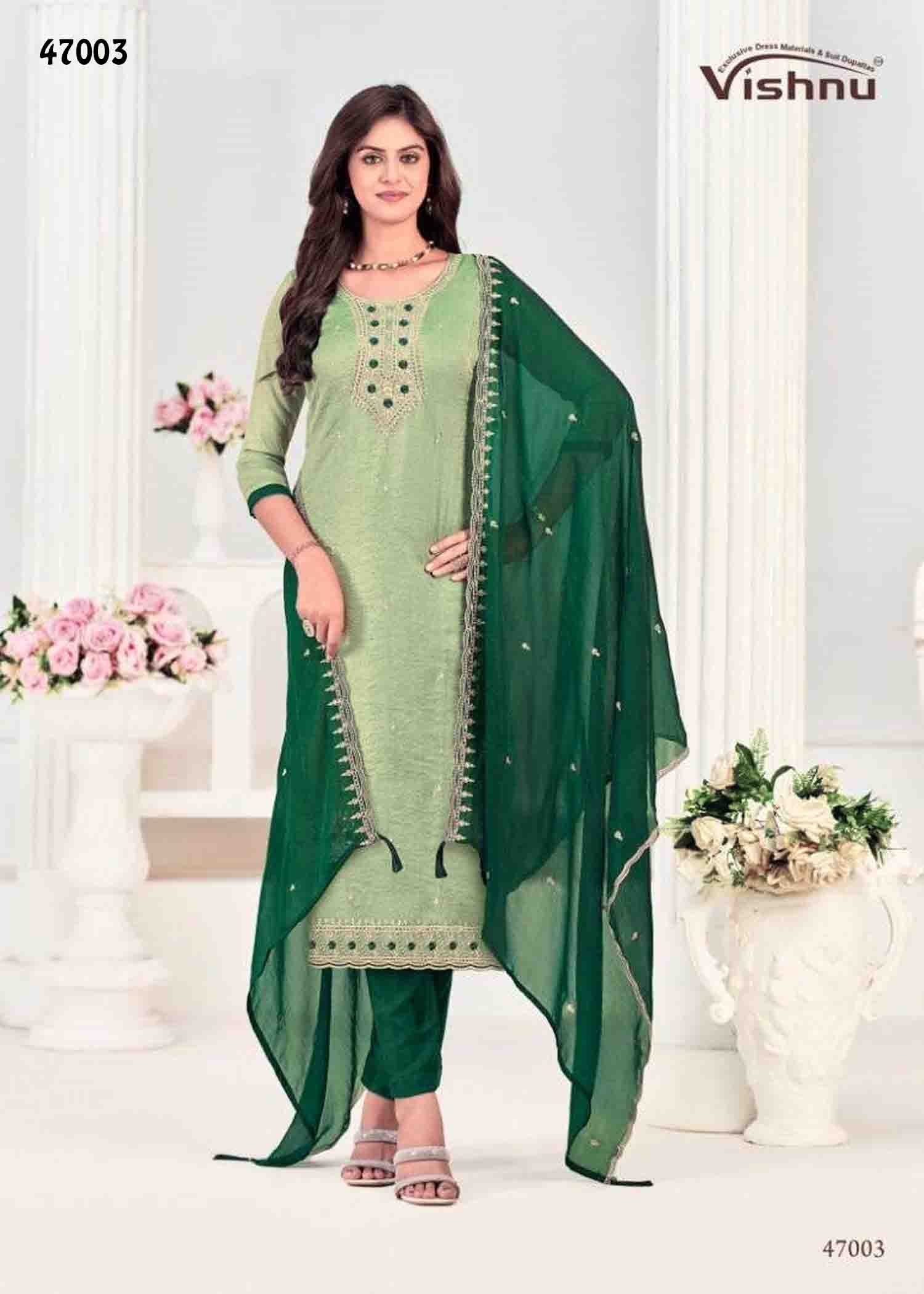 VishnuAayat -47003 Celadon Color NC Moss Designer Salwar Material CM1345156