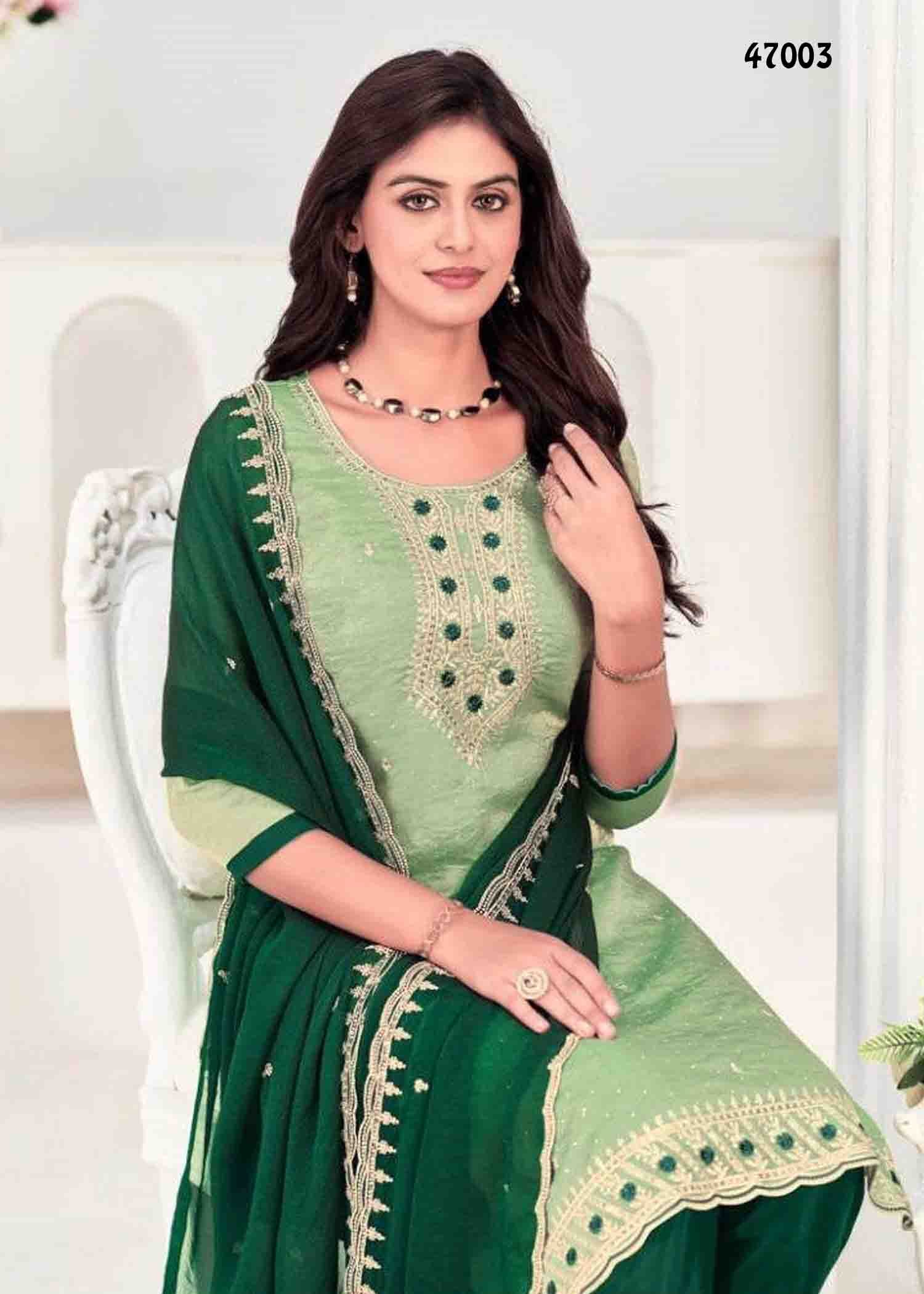VishnuAayat -47003 Celadon Color NC Moss Designer Salwar Material CM1345156