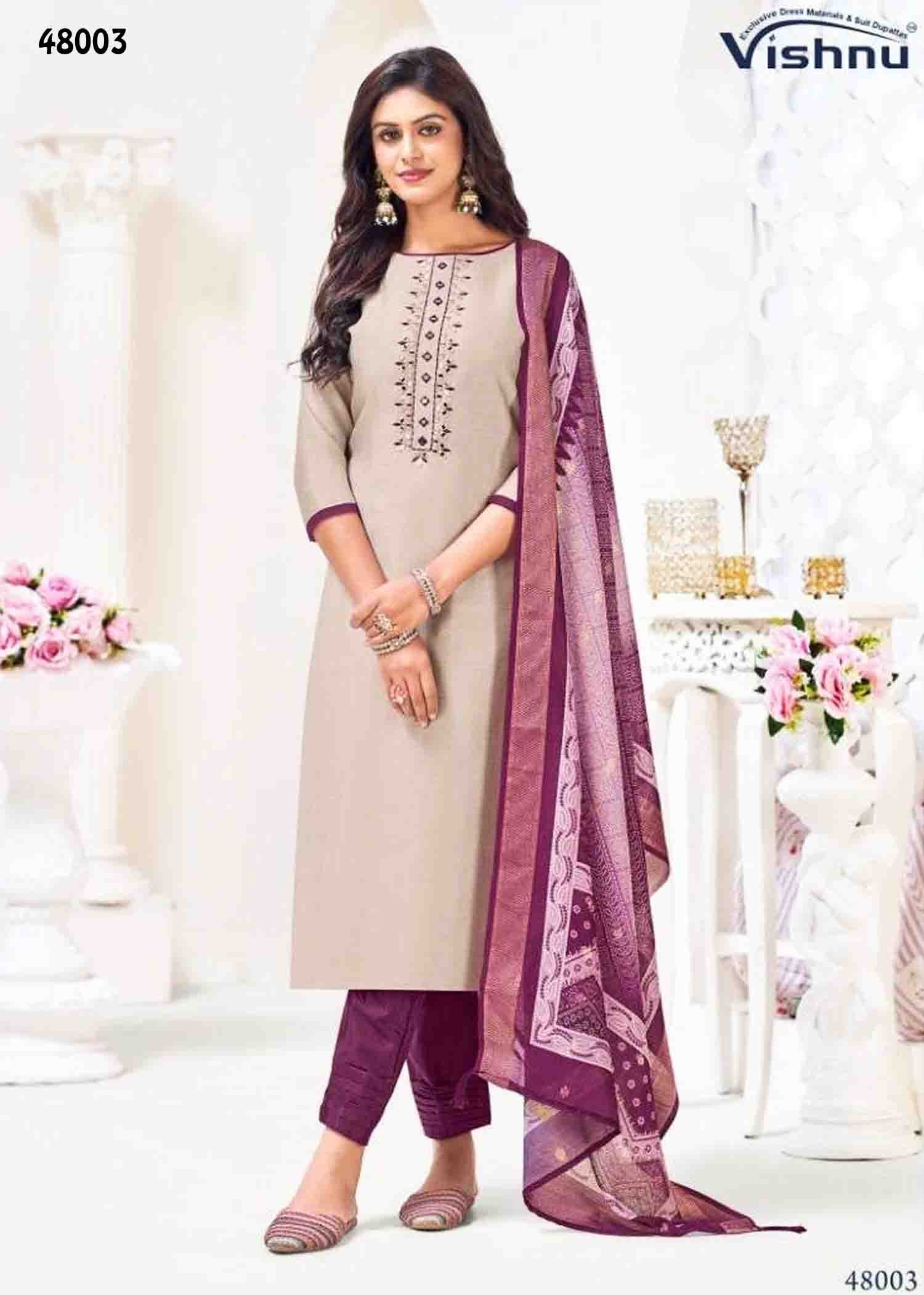 Vishnu Alavira - 48003 LightGrey Color Vetican Silk Salwar Material CM1345246