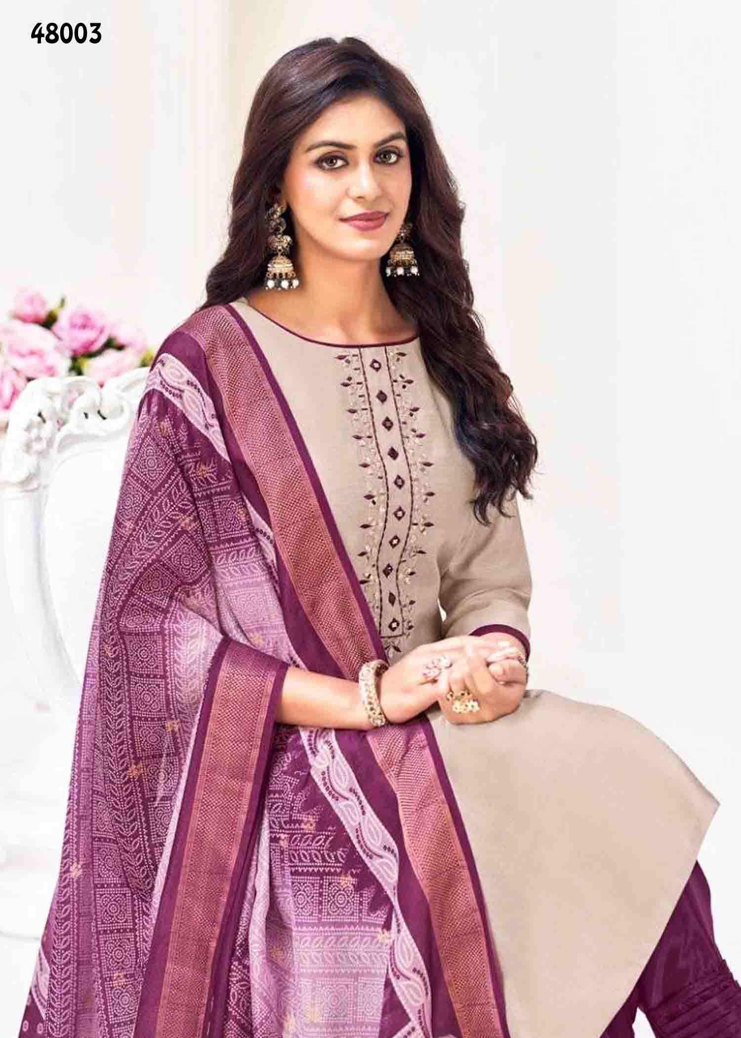 Vishnu Alavira - 48003 LightGrey Color Vetican Silk Salwar Material CM1345246