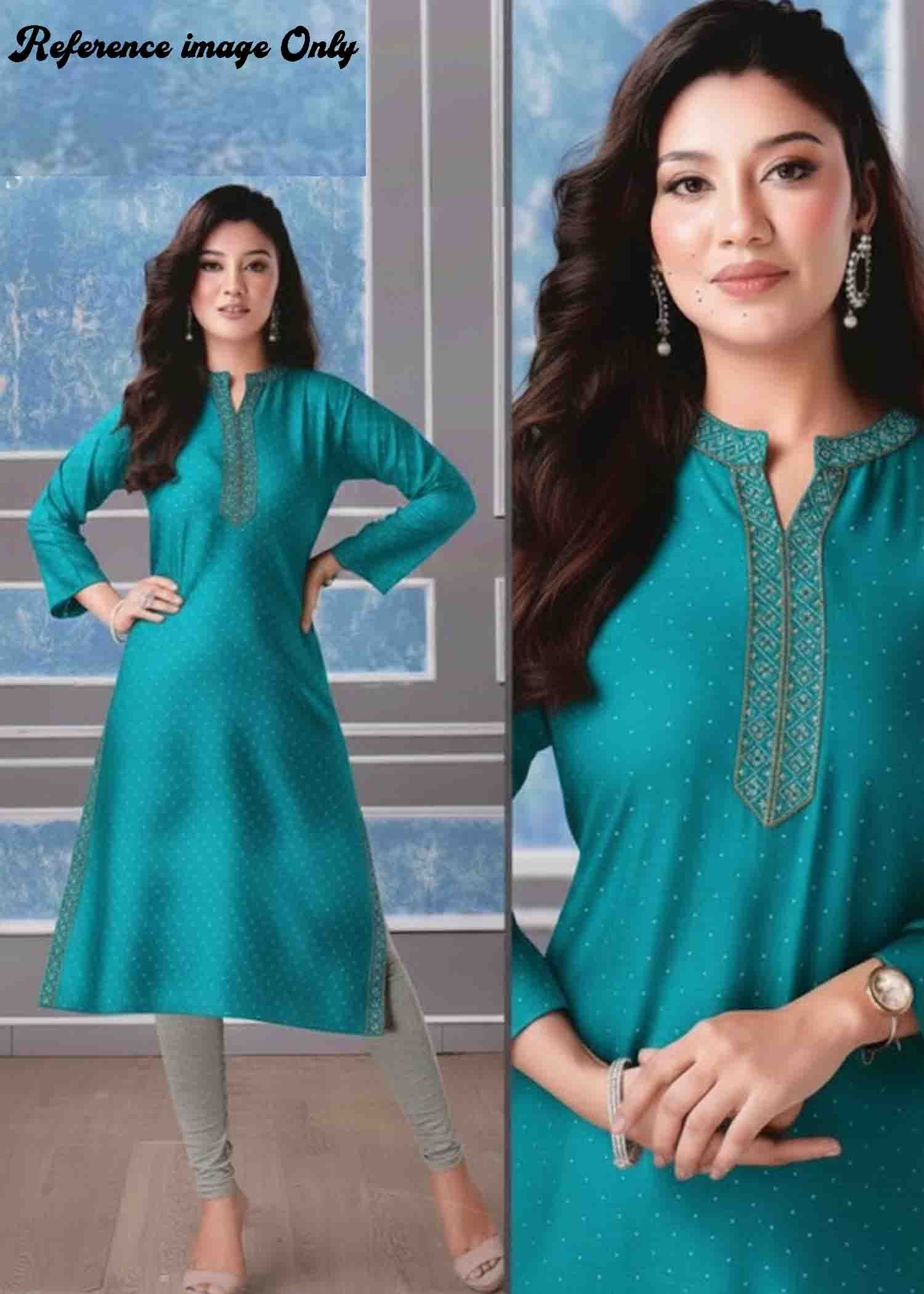 Sainisha-5001 Cyan Color Readymade Excellent Rayon Kurti CM1339039 (RR3B)
