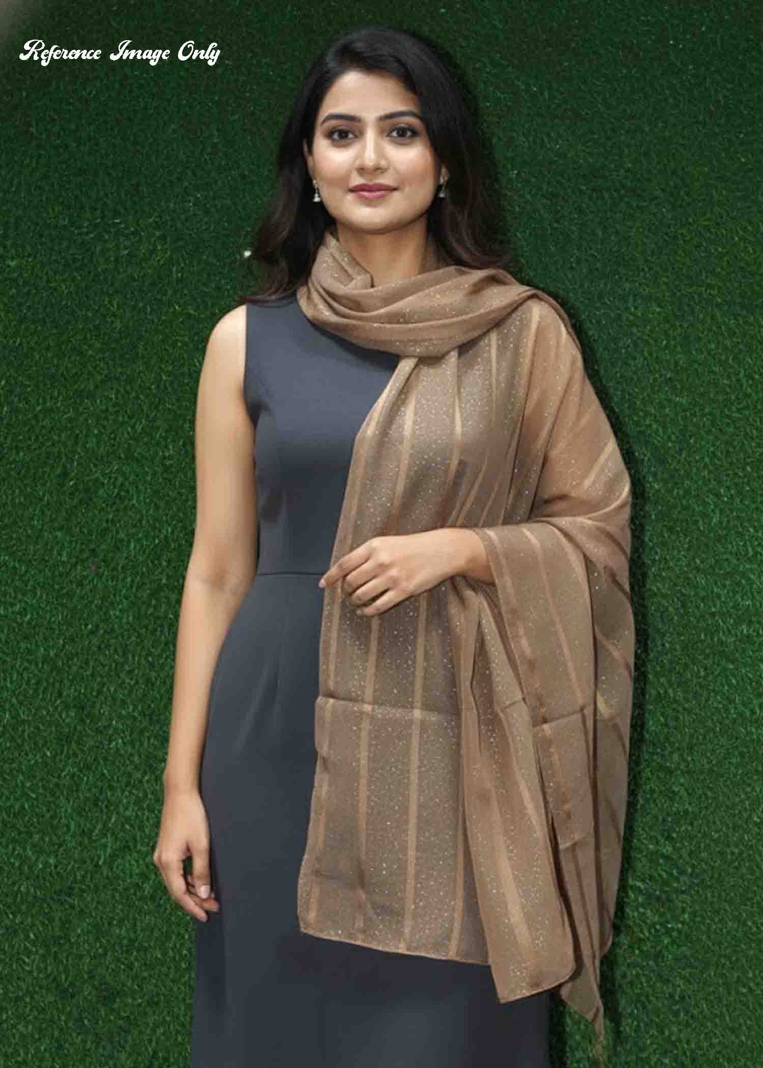 Fiyaz - 01208-I LightPurple Color Satin Lines Chiffon Shawl/Stole CM1341840 (LR3C)