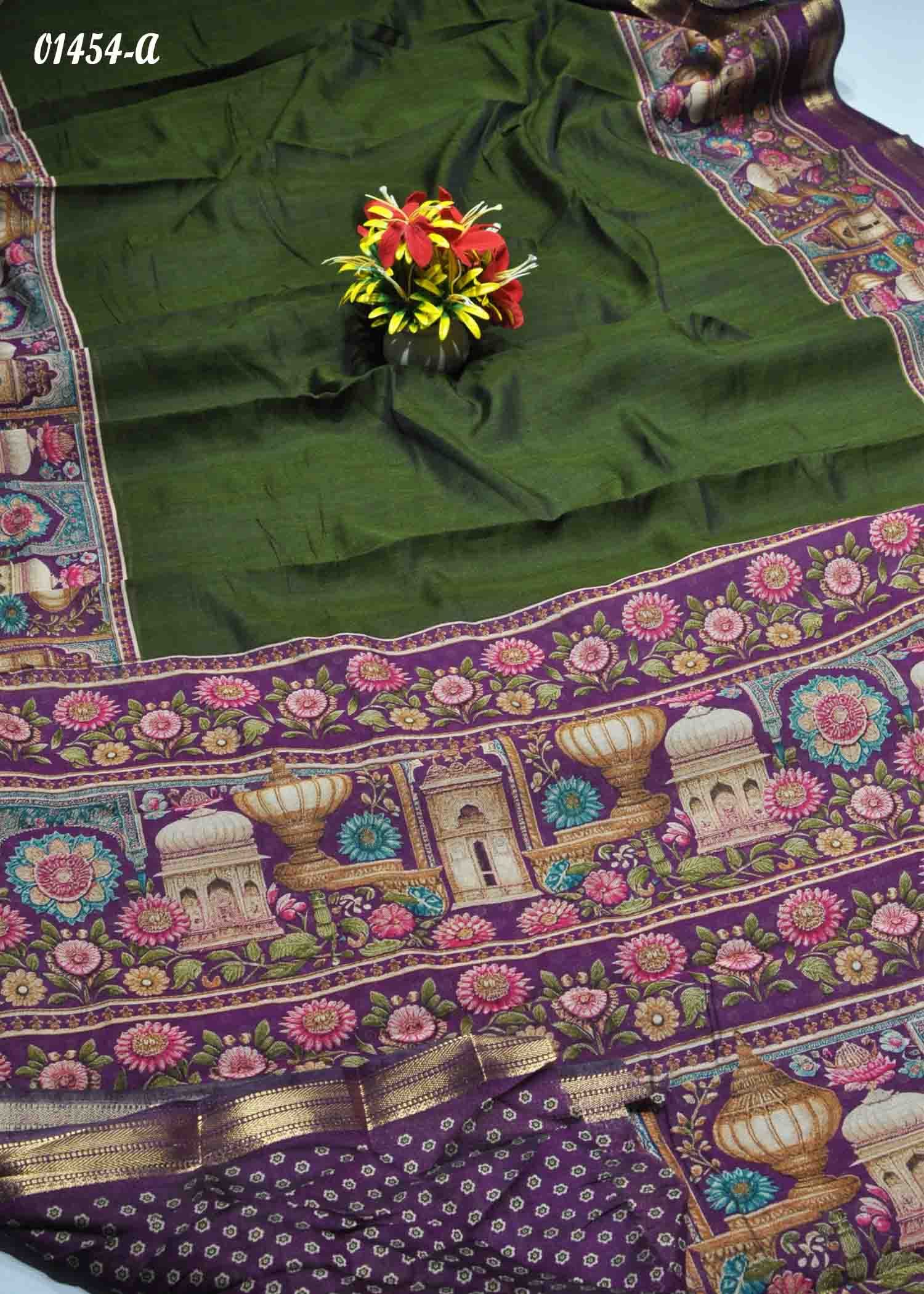 Thooriha - 01454-A DarkGreen Color Excellent Dola Silk Saree CM1355143 (RR13D)