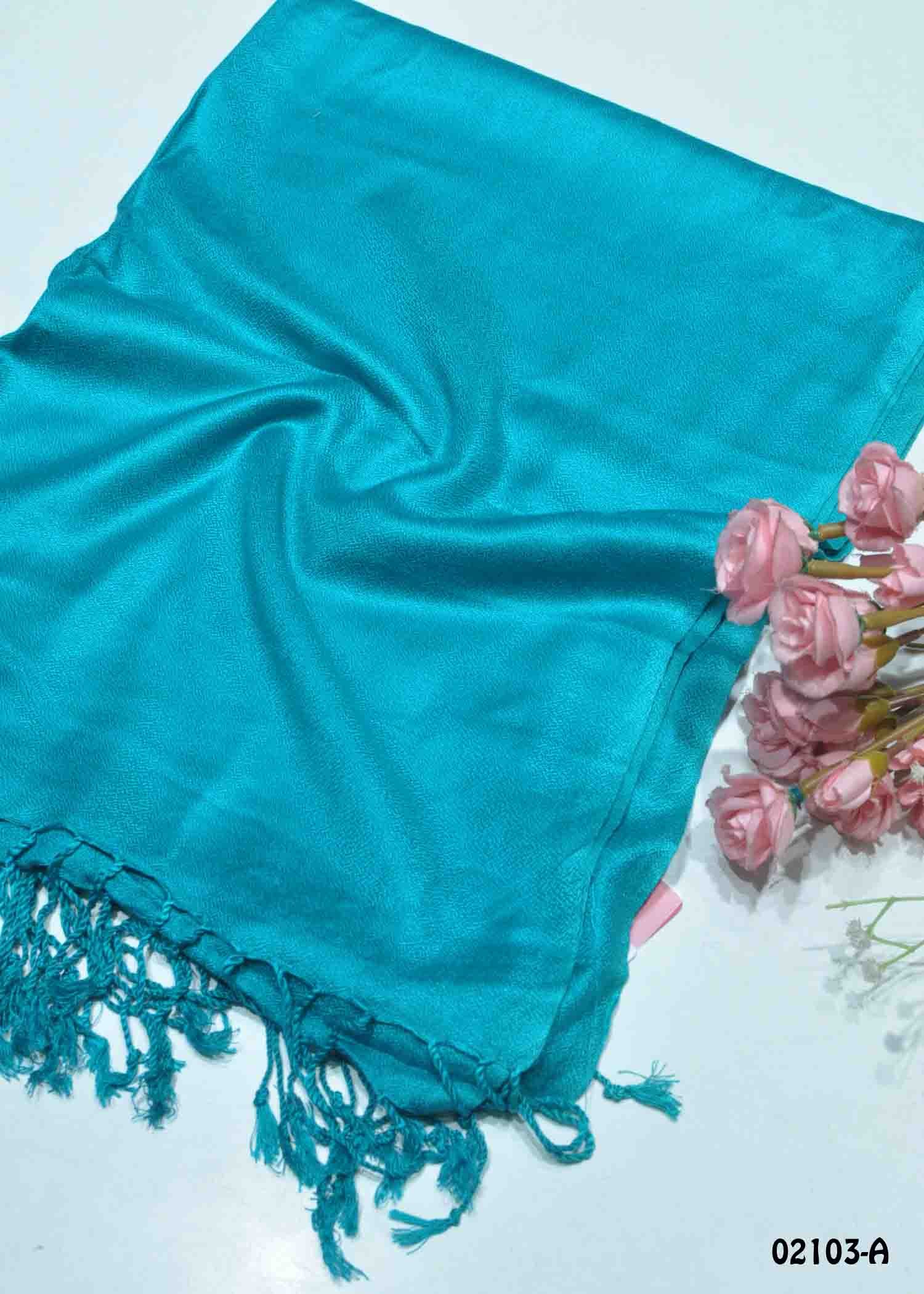 Aruna - 02103-A Cyan Color Printed Rayon Scarf/Stole CM1361619 (RR2C)