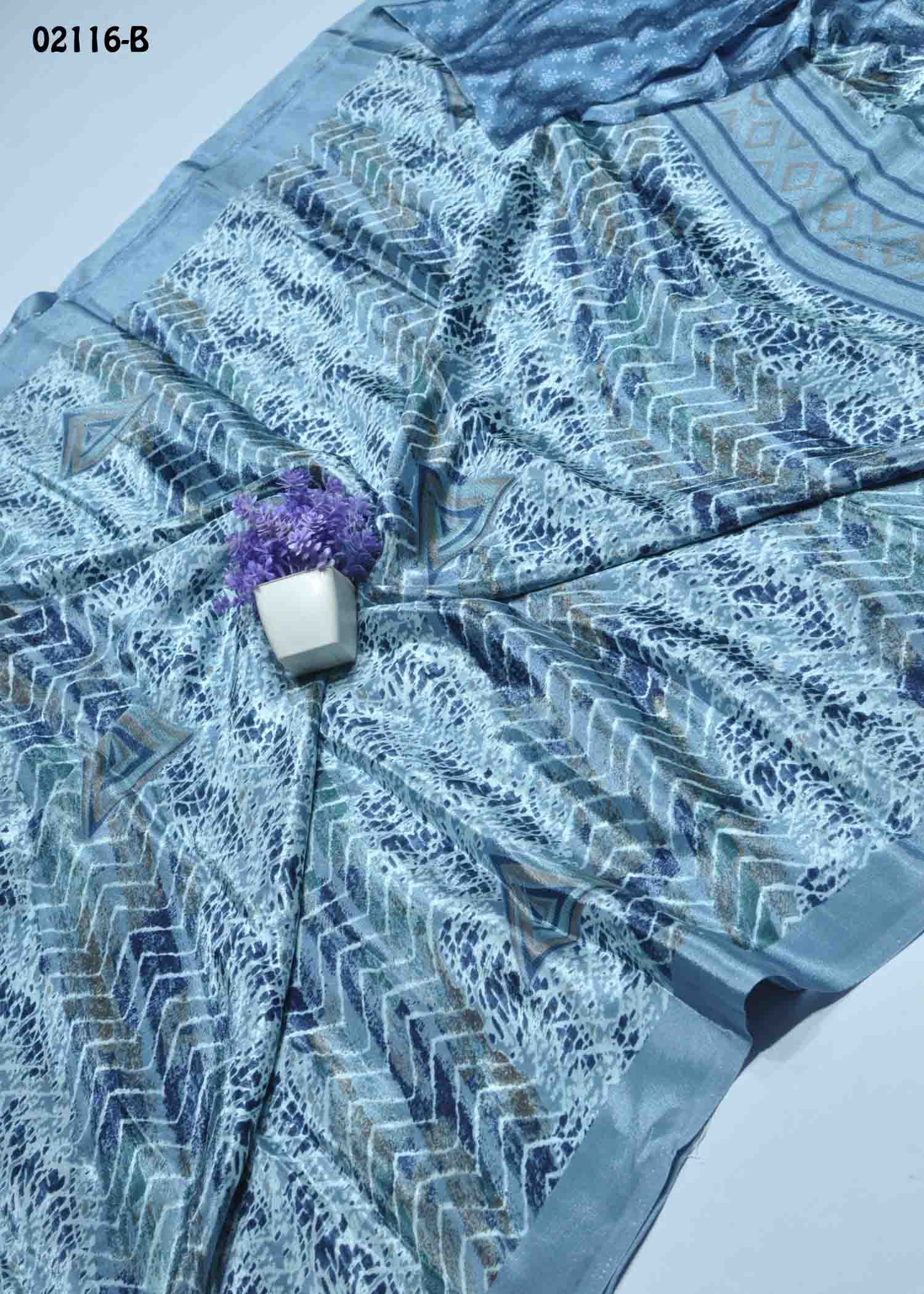 Advaithika - 02116-B Blue Color Simply Soft Crepe Saree CM1358324 (LR9C)