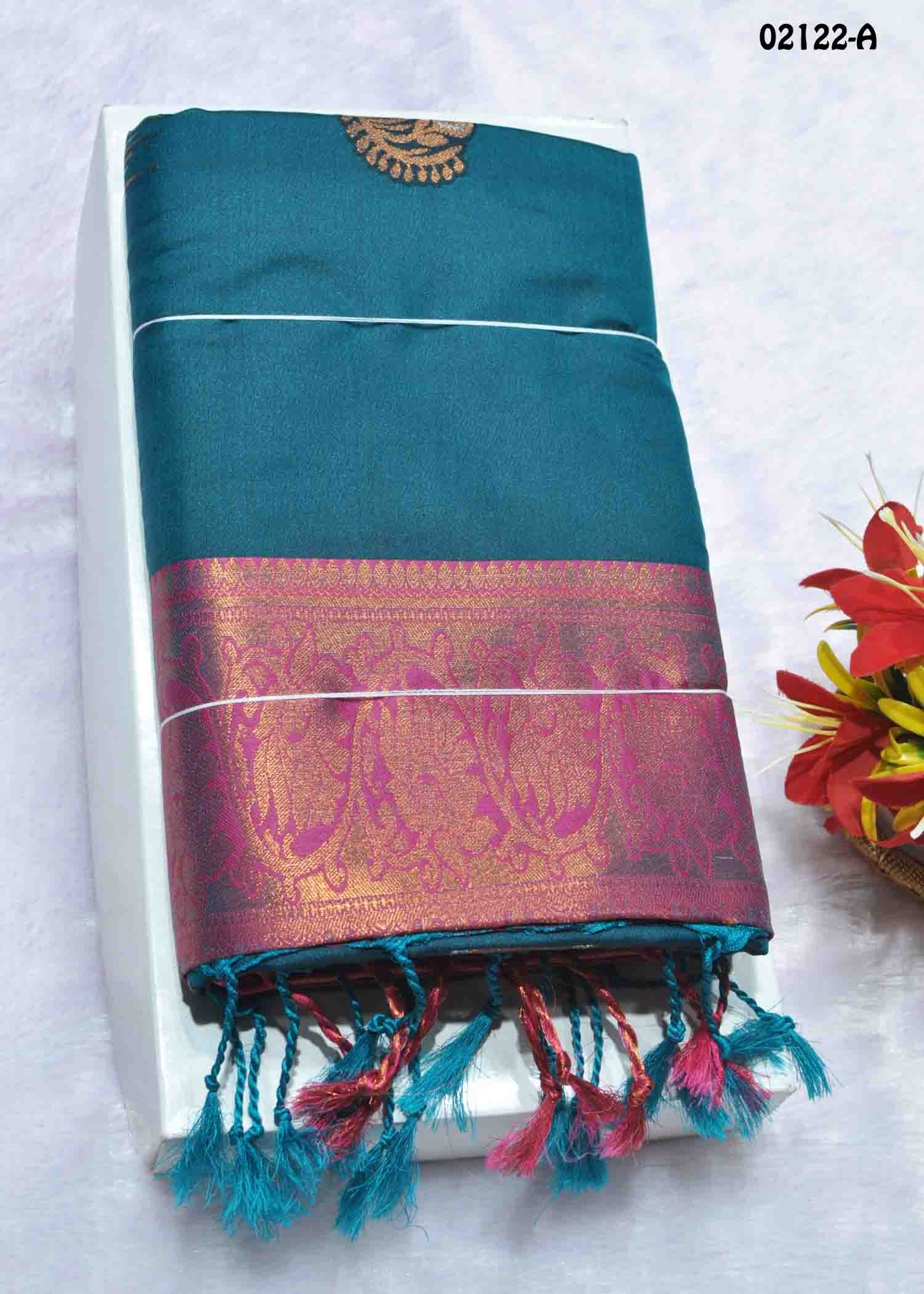Pranavitha - 02122-A PeacockGreen Color Traditional Look Semi-Pattu Saree CM1332858 (LR1C)