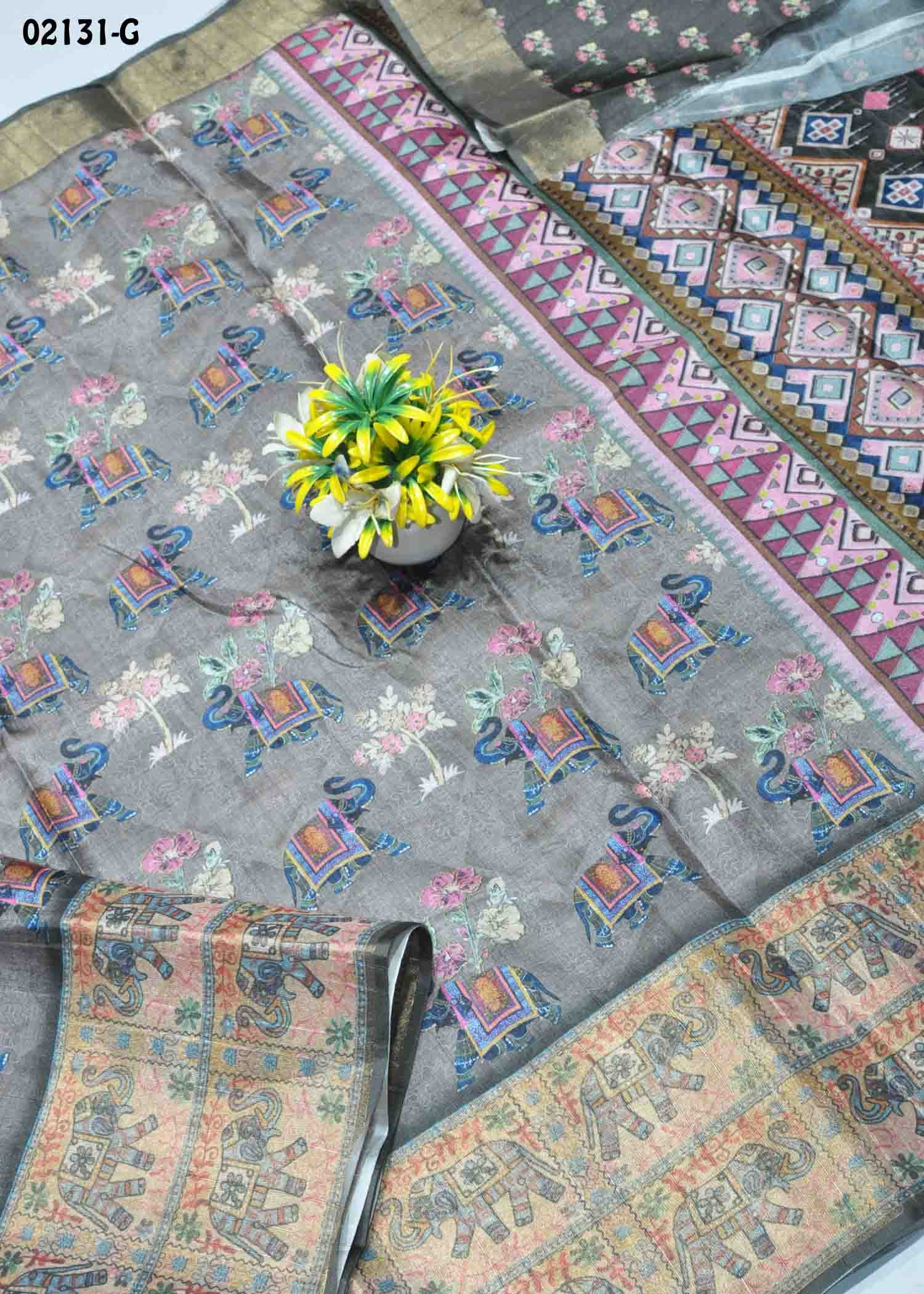 Akshaya -02131-G Grey Color Fancy Cotton Saree CM1357061 (LR5B)