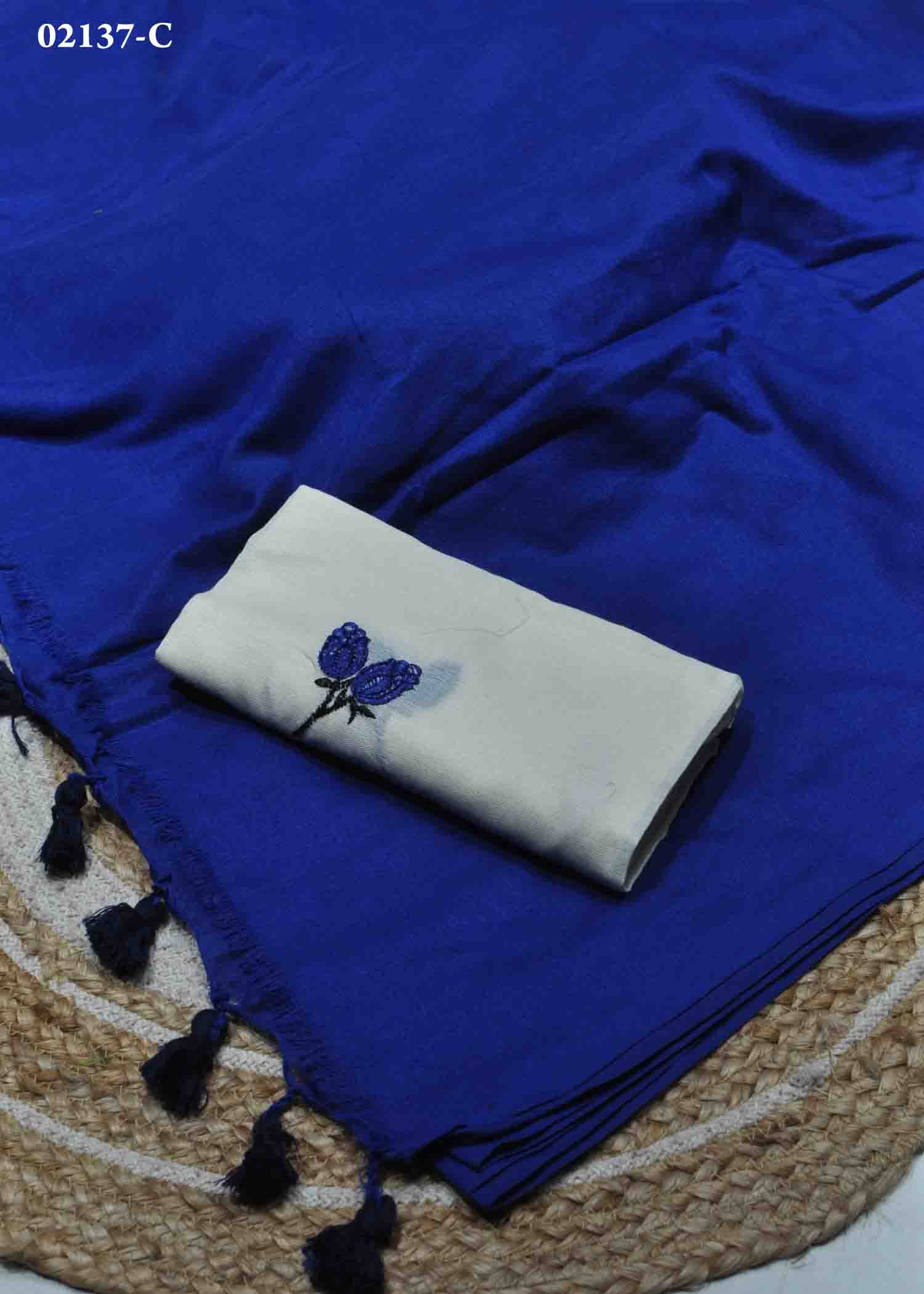 Nishanthini - 02137-C InkBlue Color Plain Handloom Cotton Saree CM1349046 (LR5E)