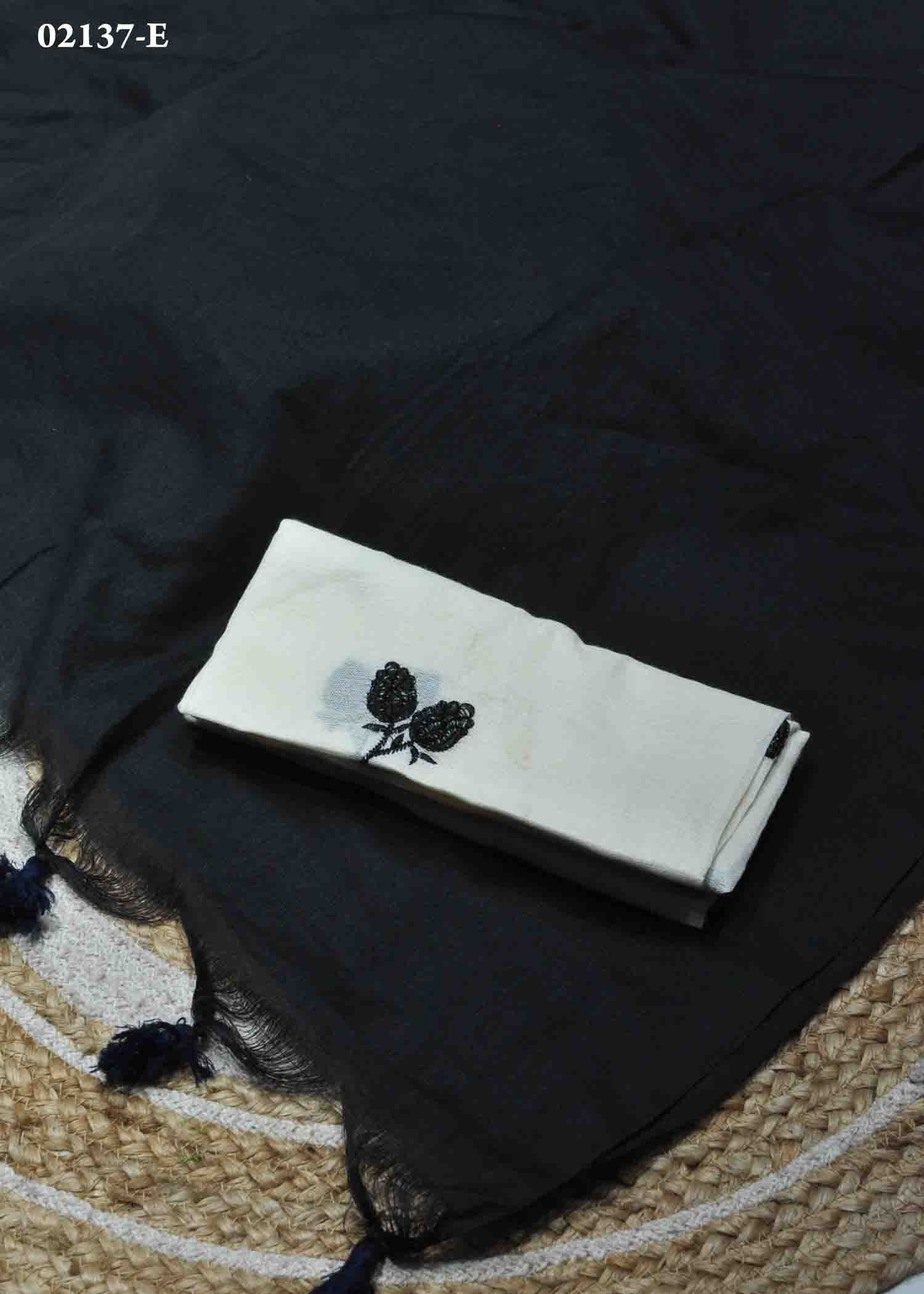 Nishanthini - 02137-E Black Color Plain Handloom Cotton Saree CM1349046 (LR5E)