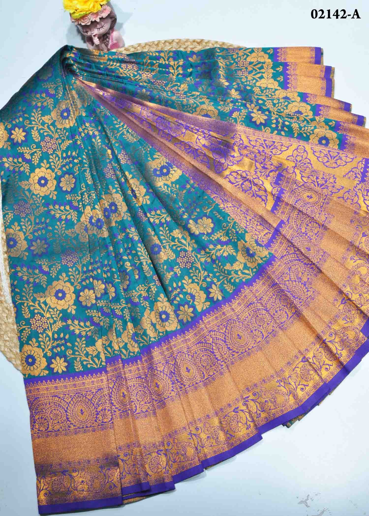 Dakshaja - 02142-A PineGreen Color Traditional Look Semi-Pattu Saree CM1365299 (LR1D)